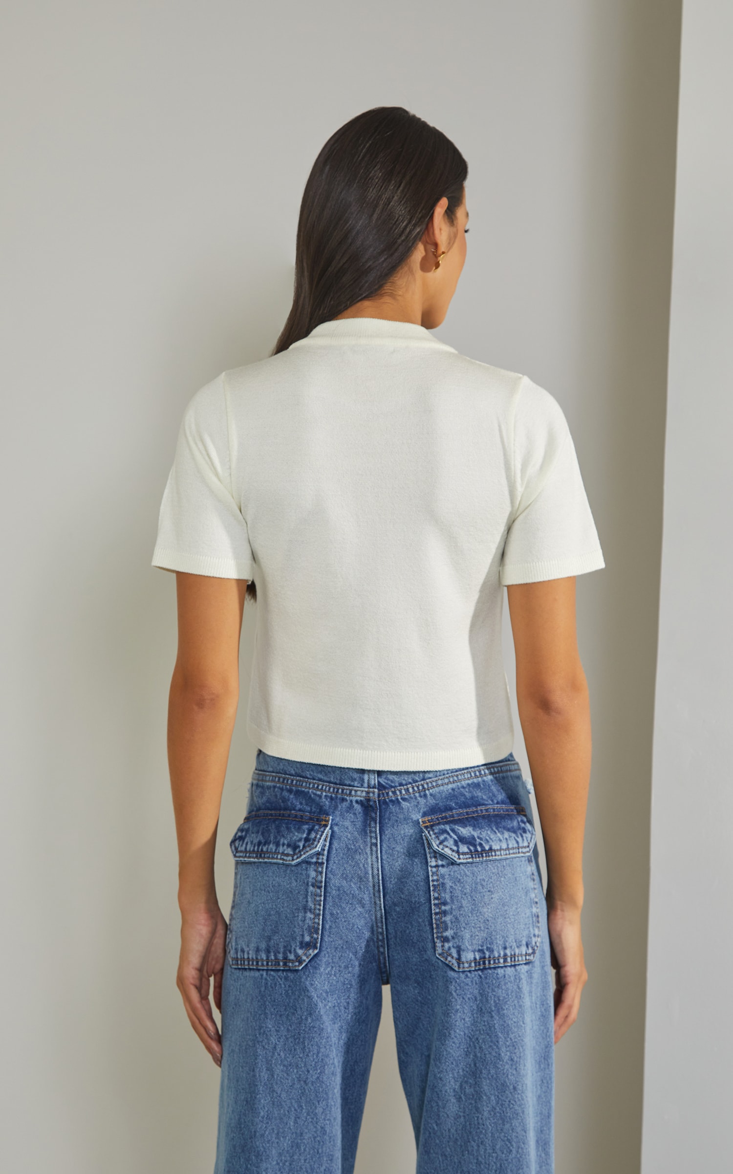 Blusa Tricot Gola Off White