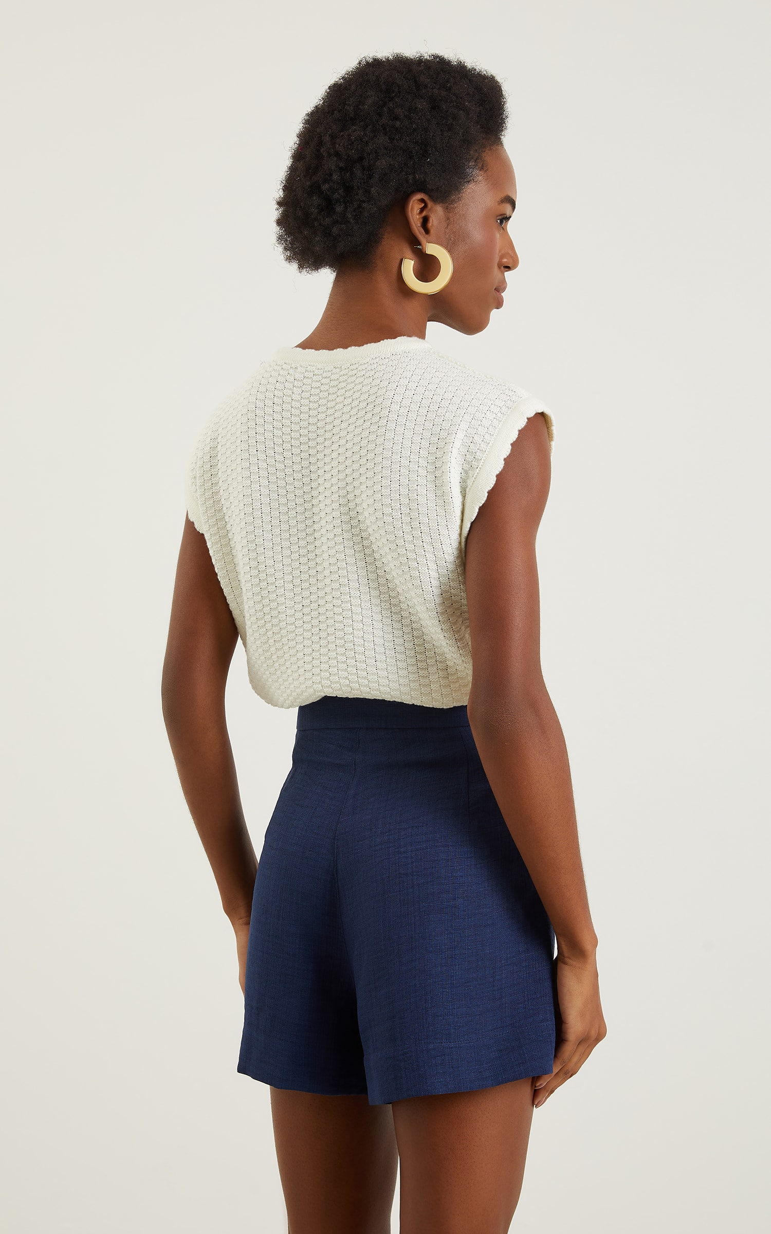 Blusa Tricot Gola Ondas Off White