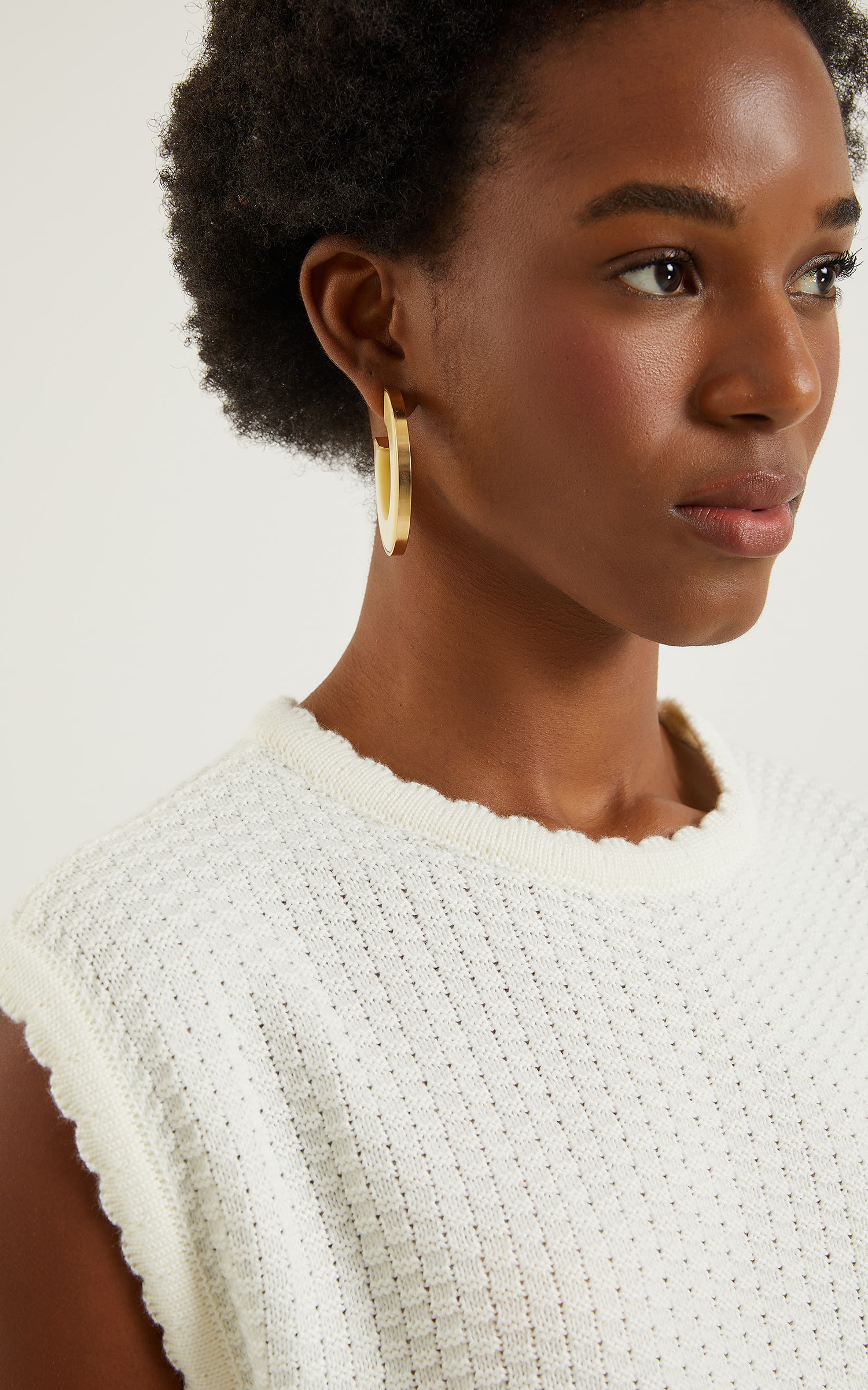 Blusa Tricot Gola Ondas Off White