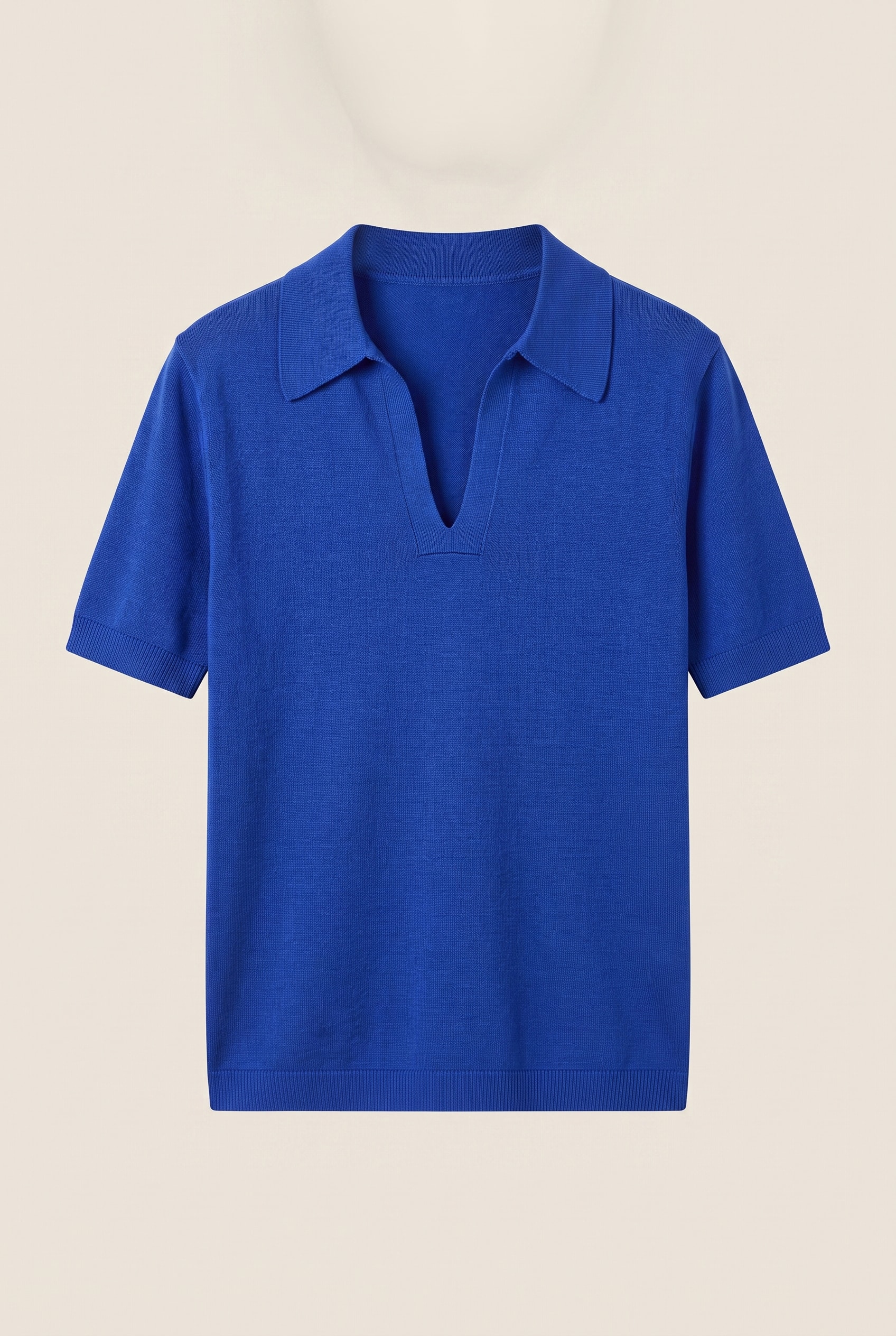 Blusa Tricot Gola Polo Luminous Blue