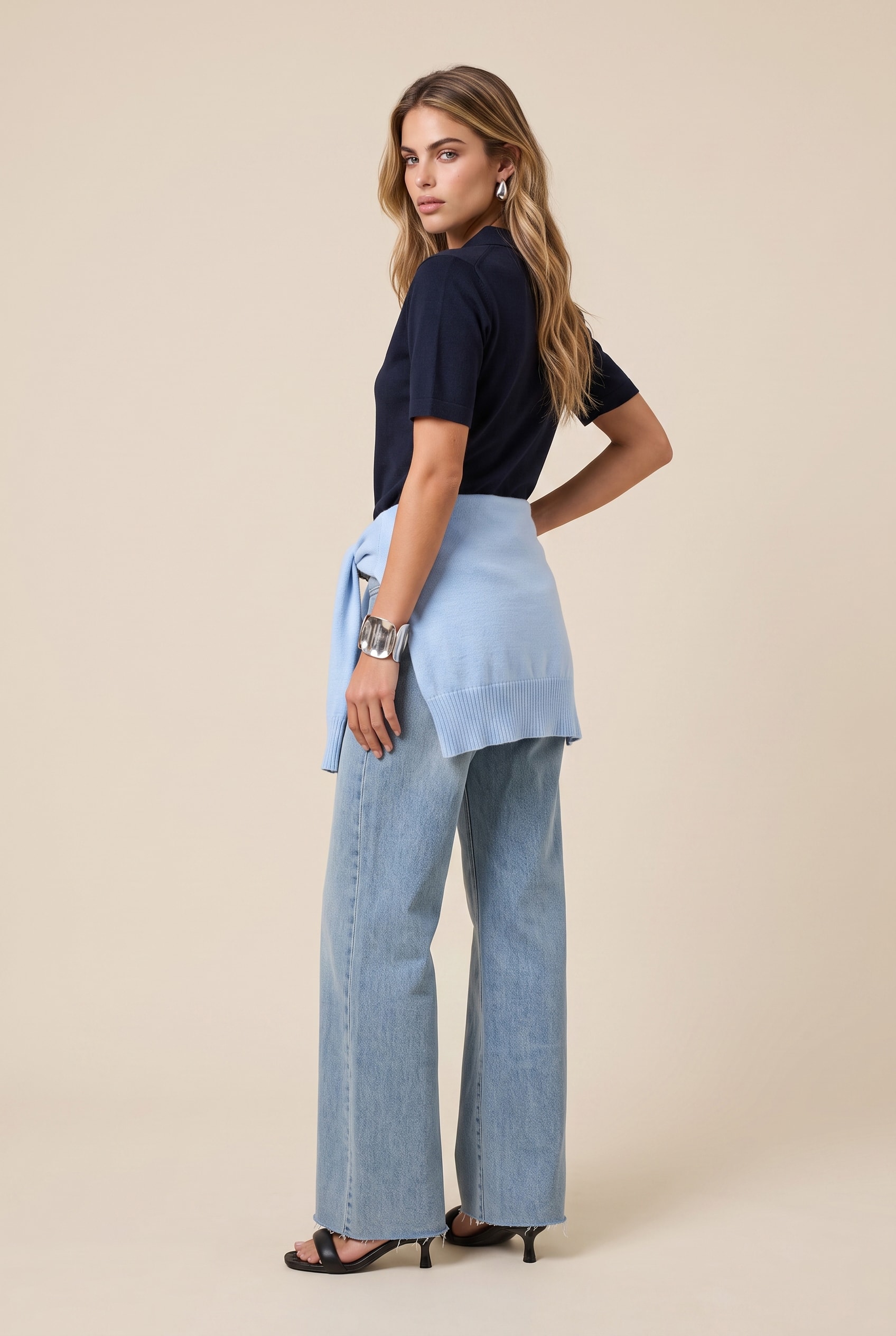 Blusa Tricot Gola Polo Marinho