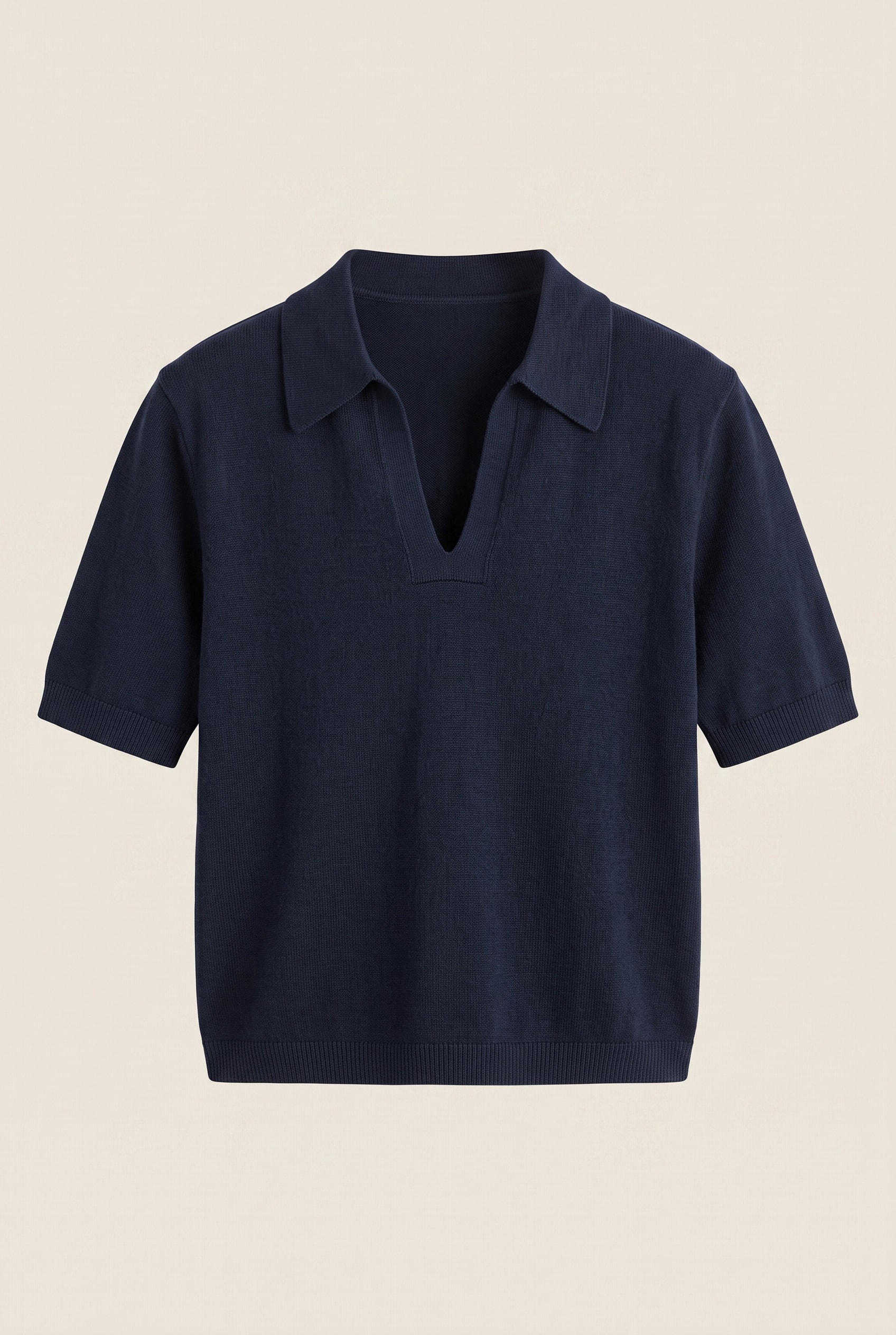 Blusa Tricot Gola Polo Marinho
