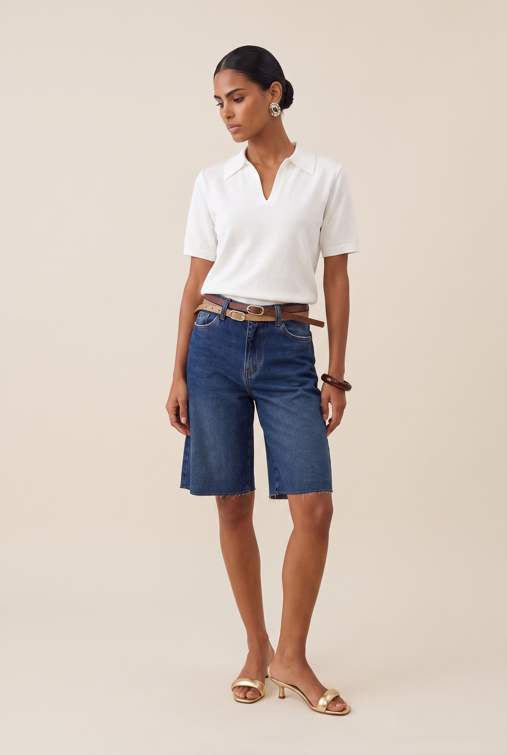 Blusa Tricot Gola Polo Off White
