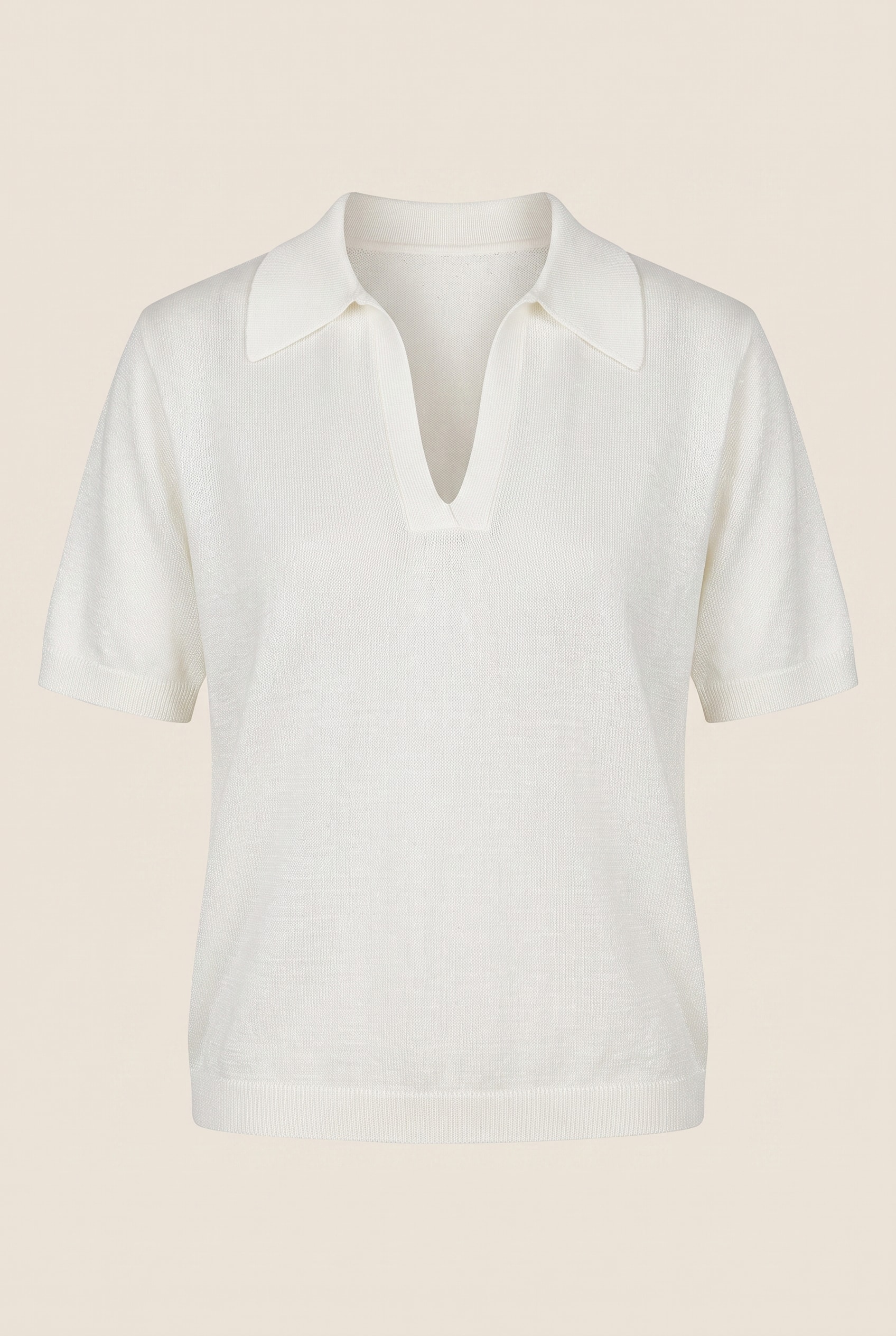Blusa Tricot Gola Polo Off White