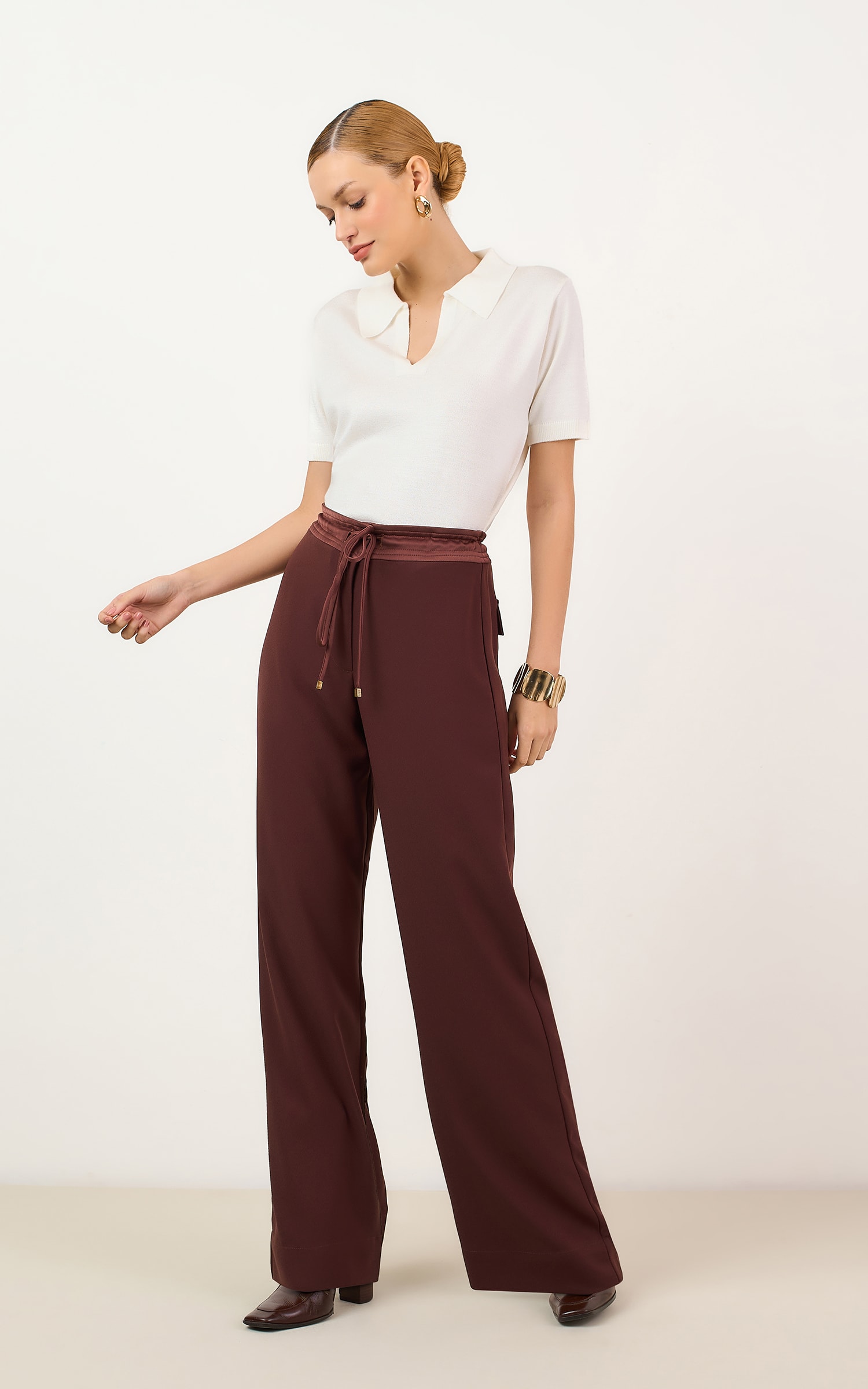 Blusa Tricot Gola Polo Off White