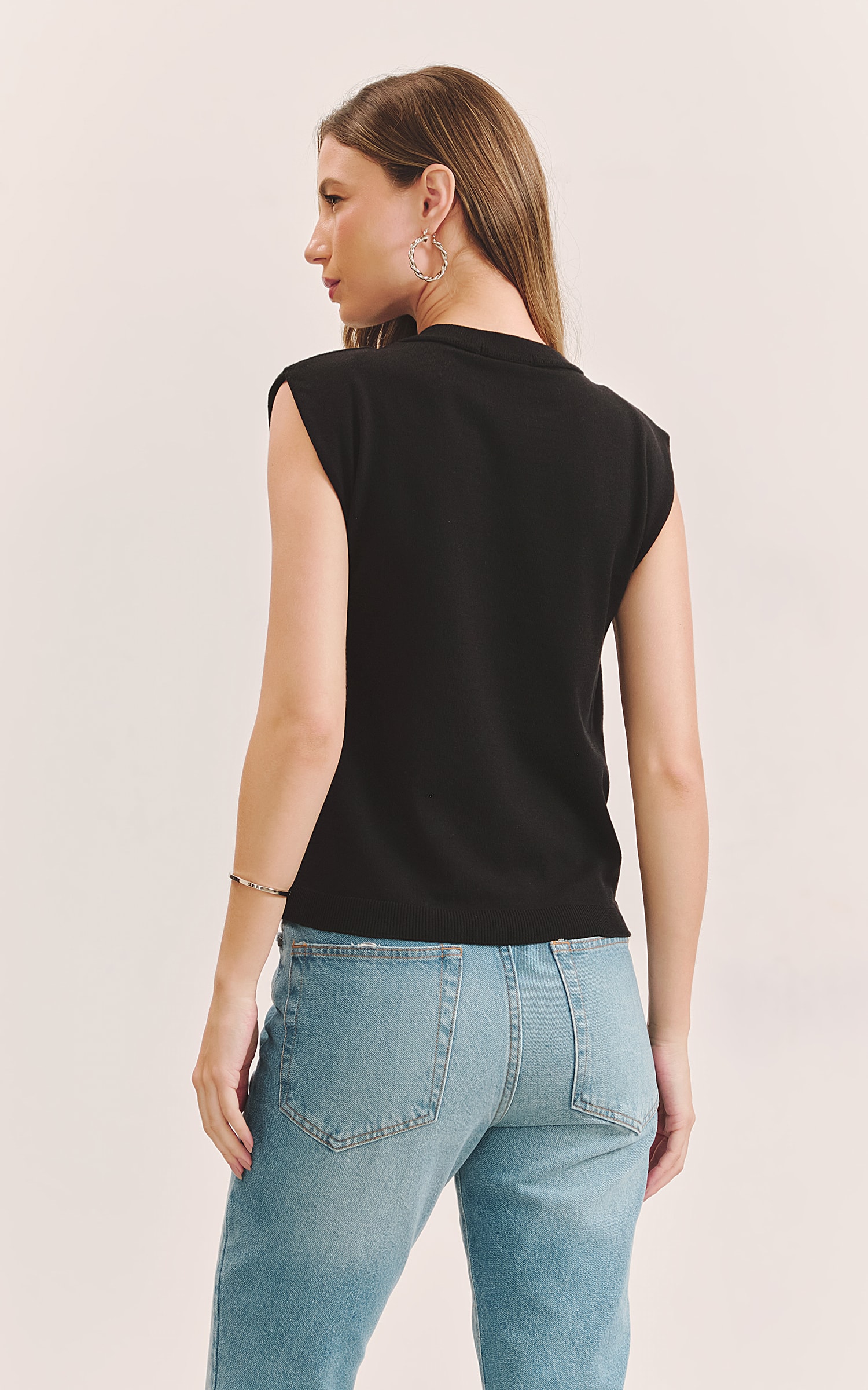Blusa Tricot Gola Preto