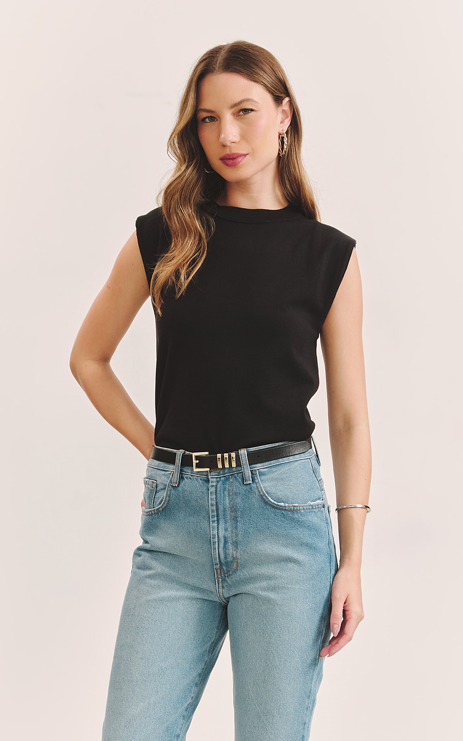 Blusa Tricot Gola Preto
