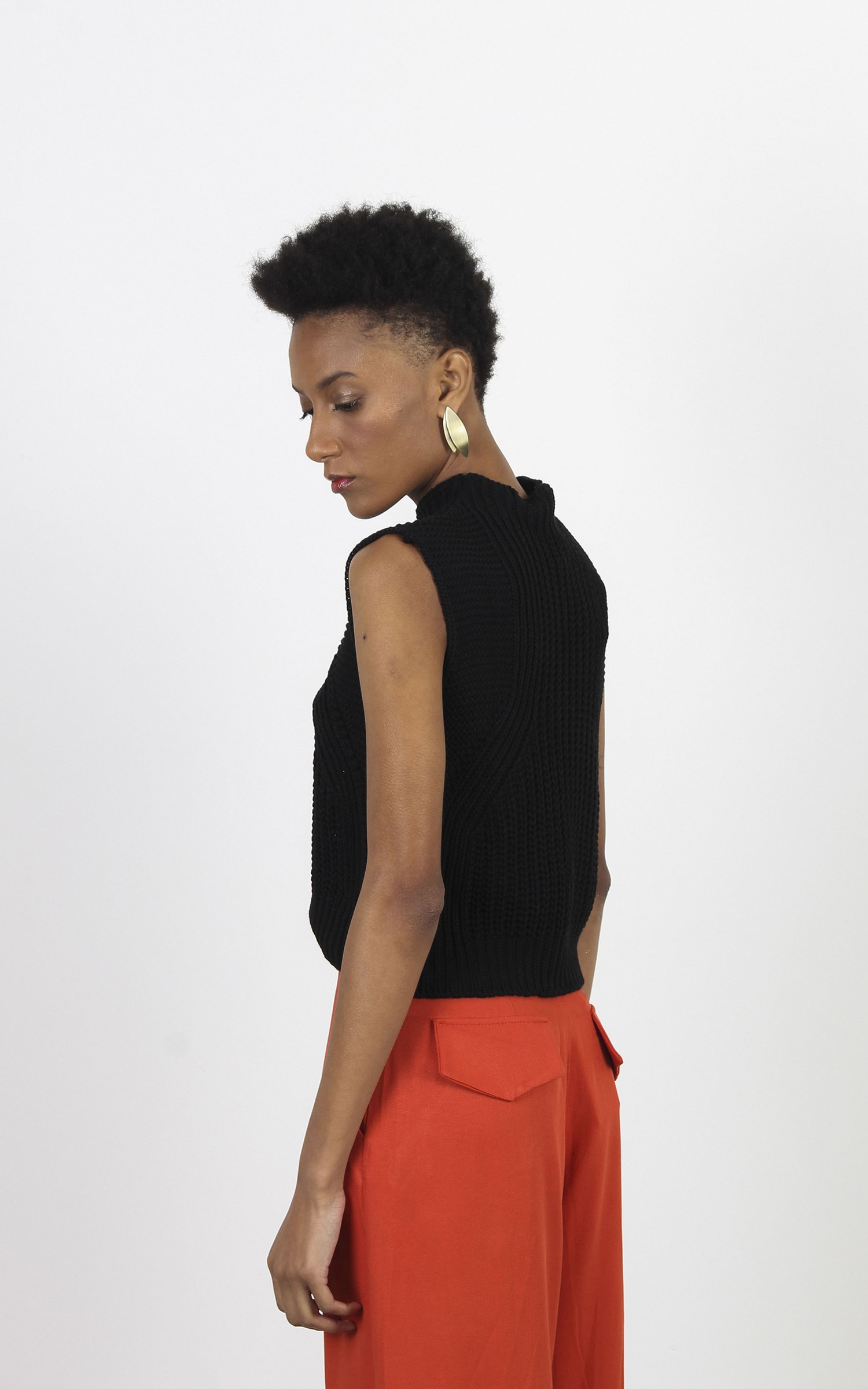 Blusa Tricot Gola Preto