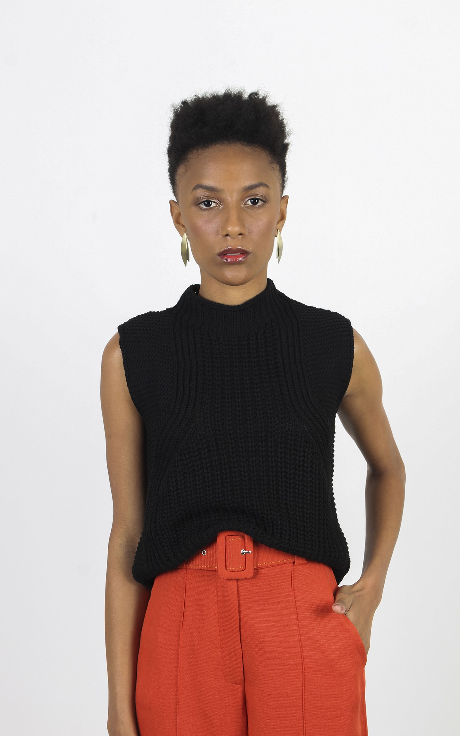 Blusa Tricot Gola Preto