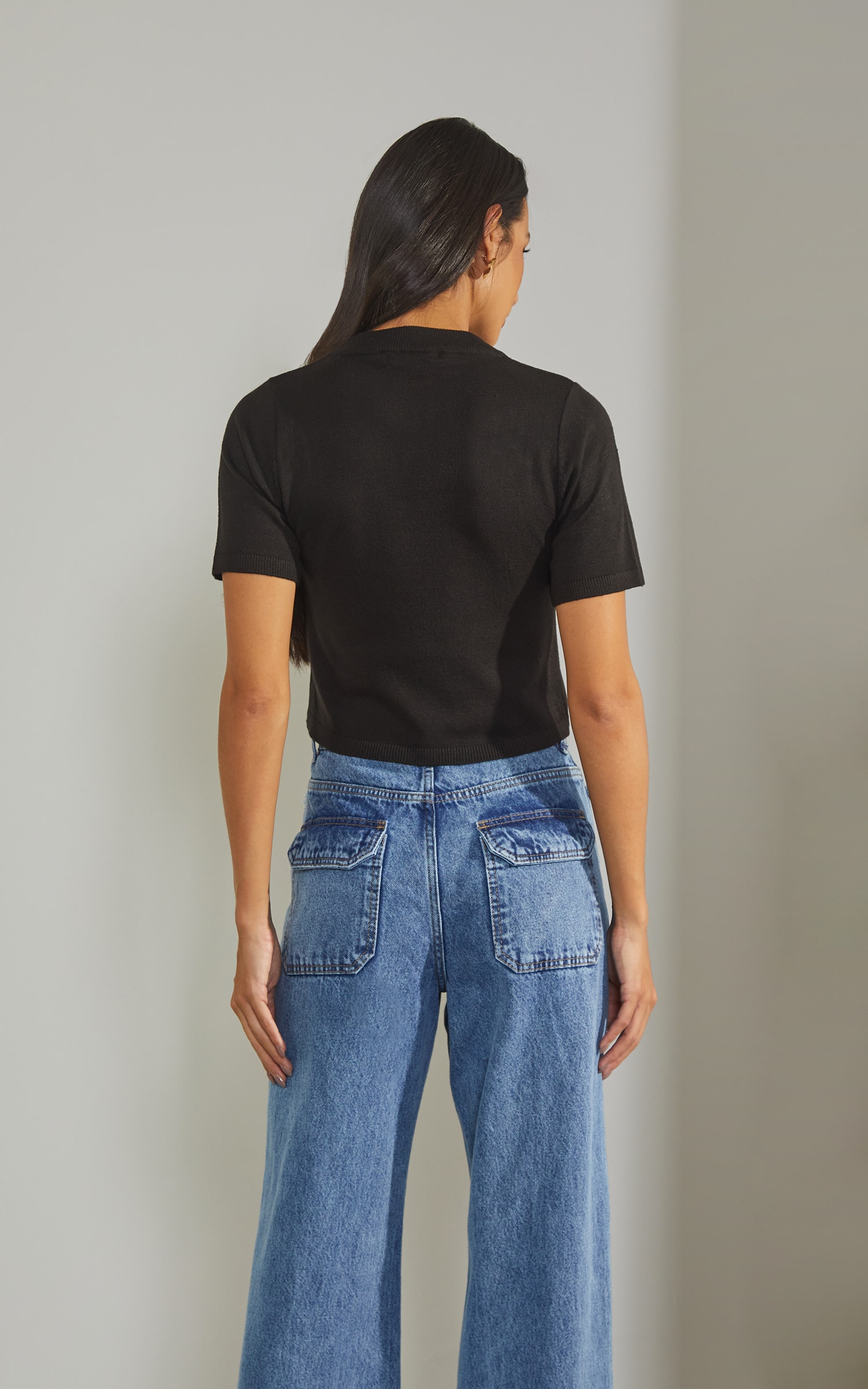 Blusa Tricot Gola Preto