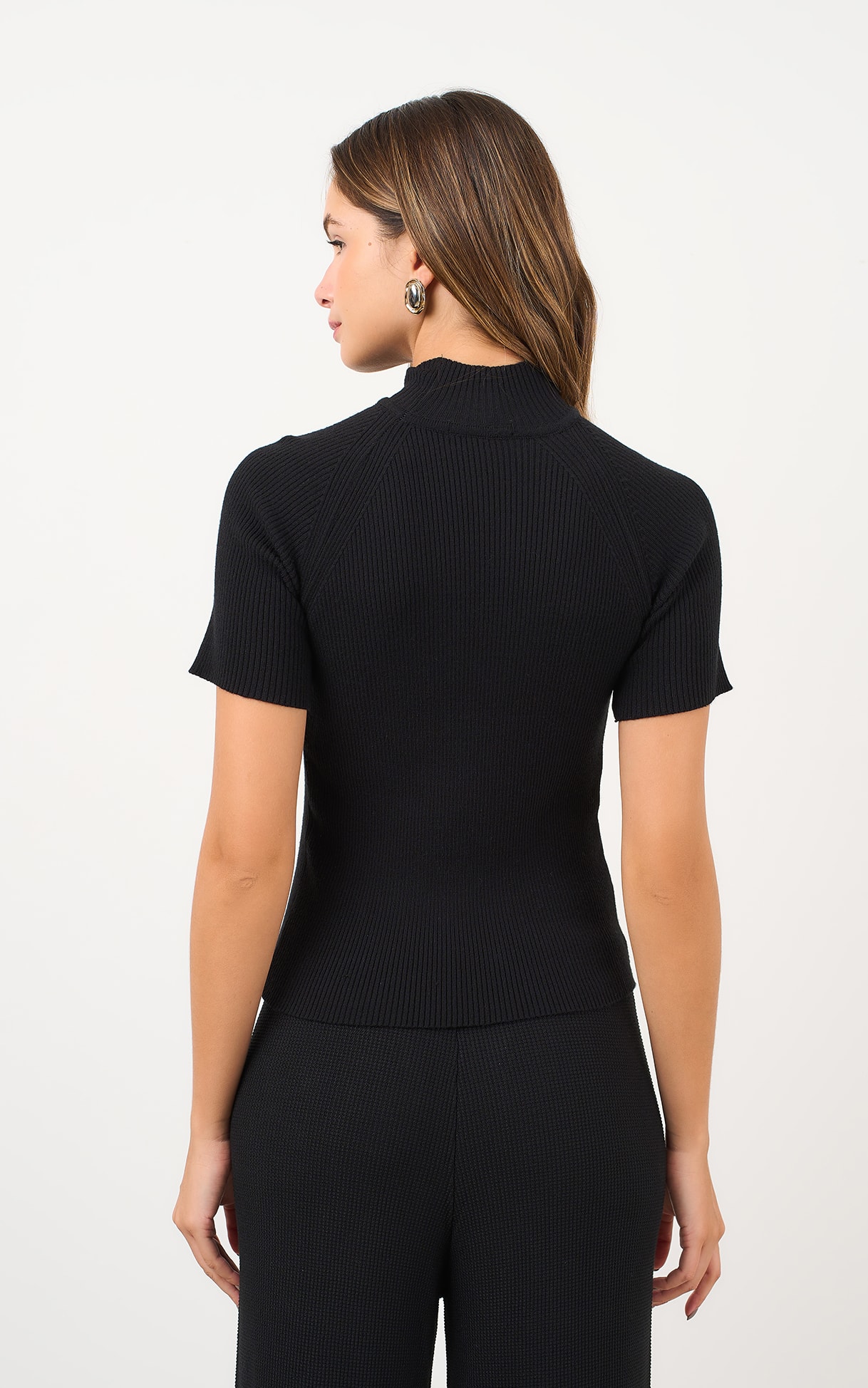 Blusa Tricot Gola Preto