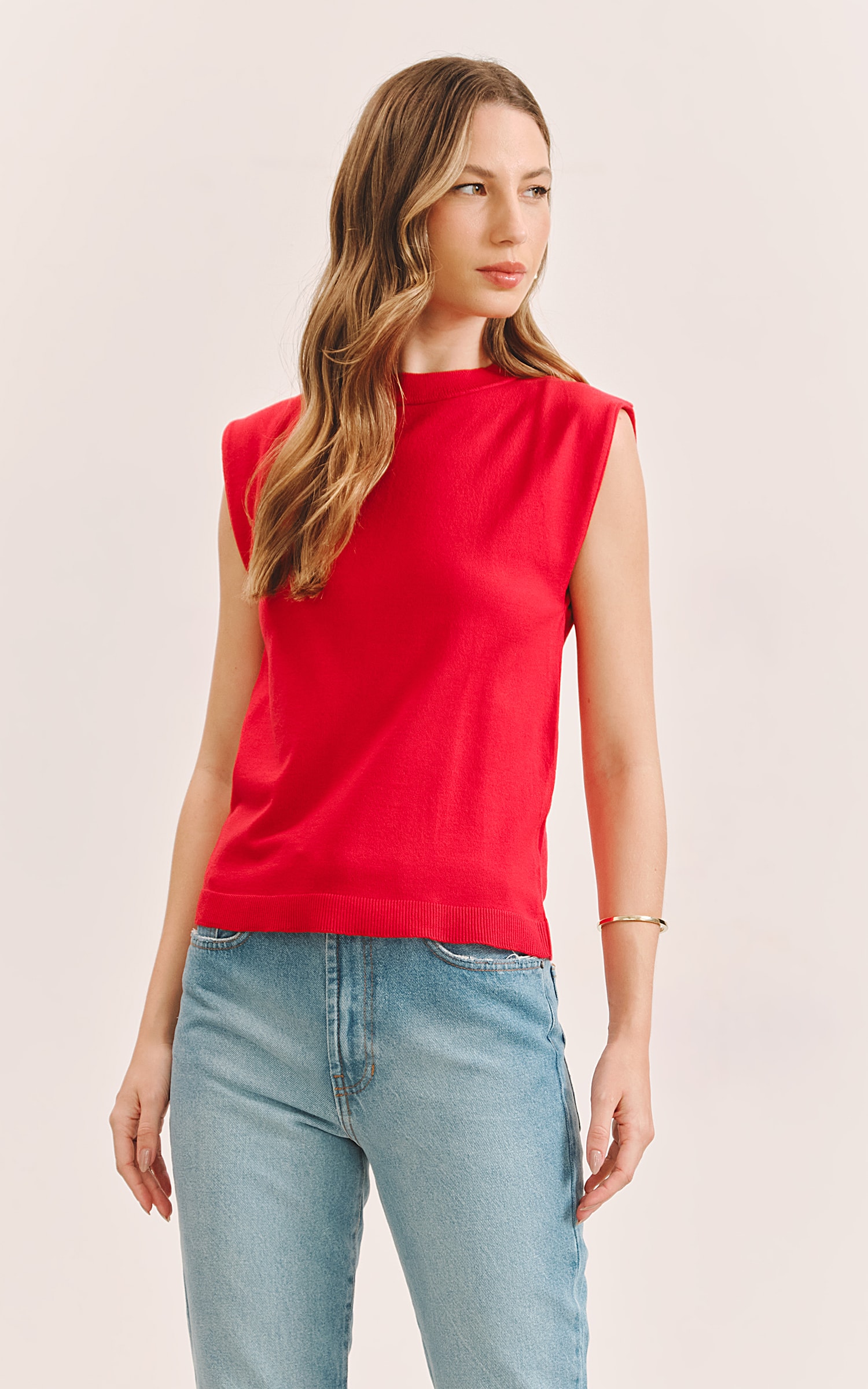 Blusa Tricot Gola Vermelho