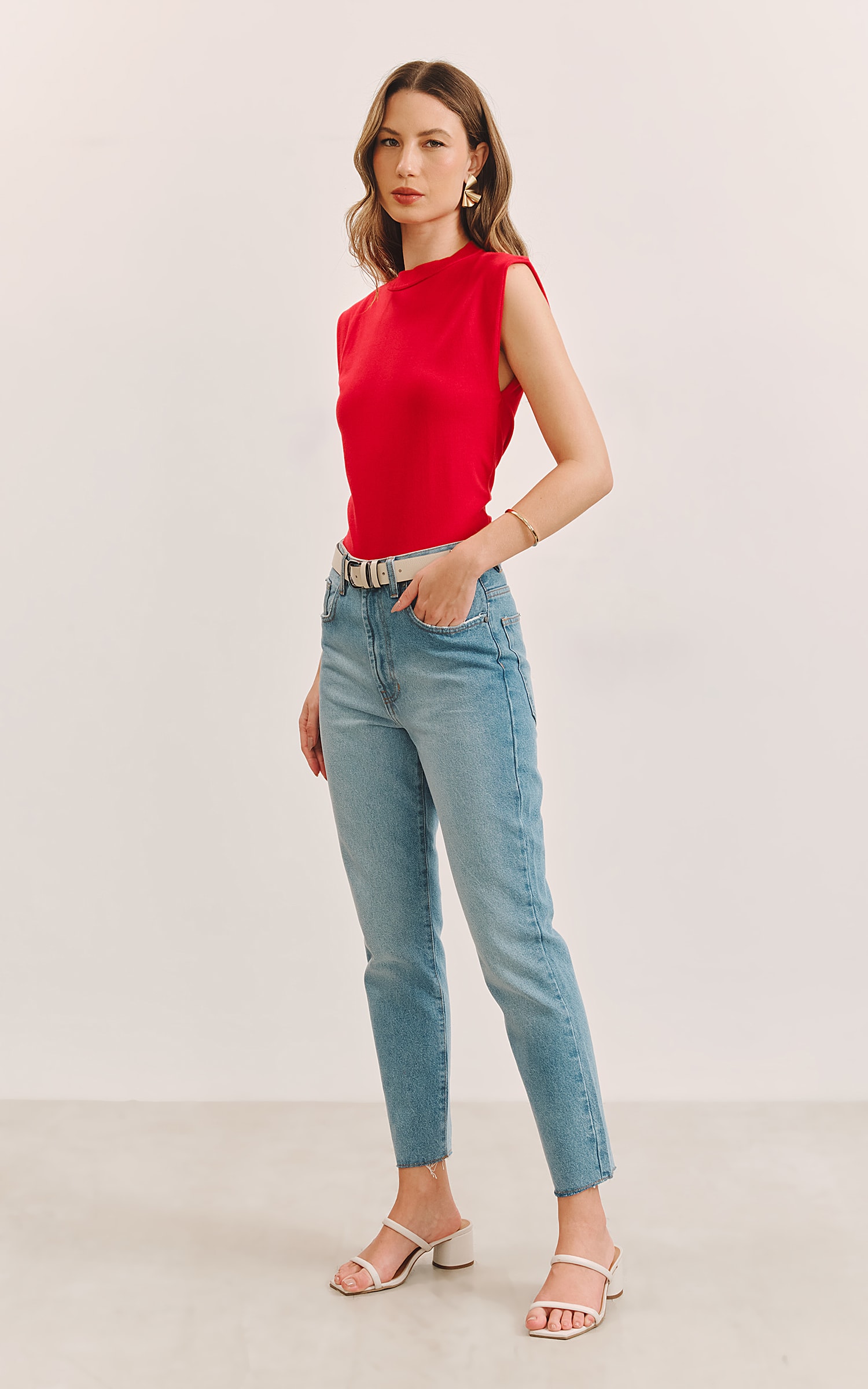 Blusa Tricot Gola Vermelho