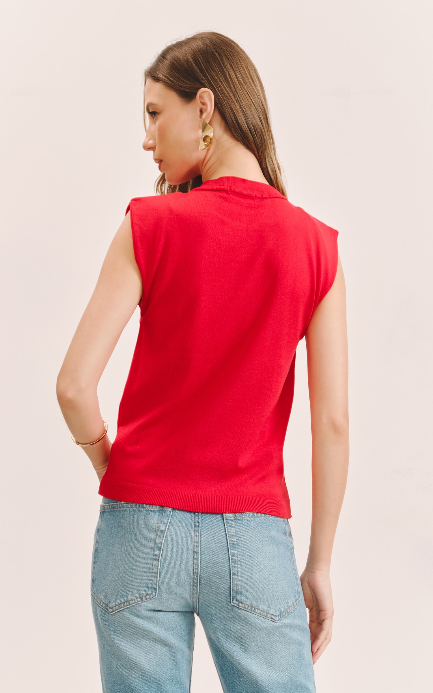 Blusa Tricot Gola Vermelho