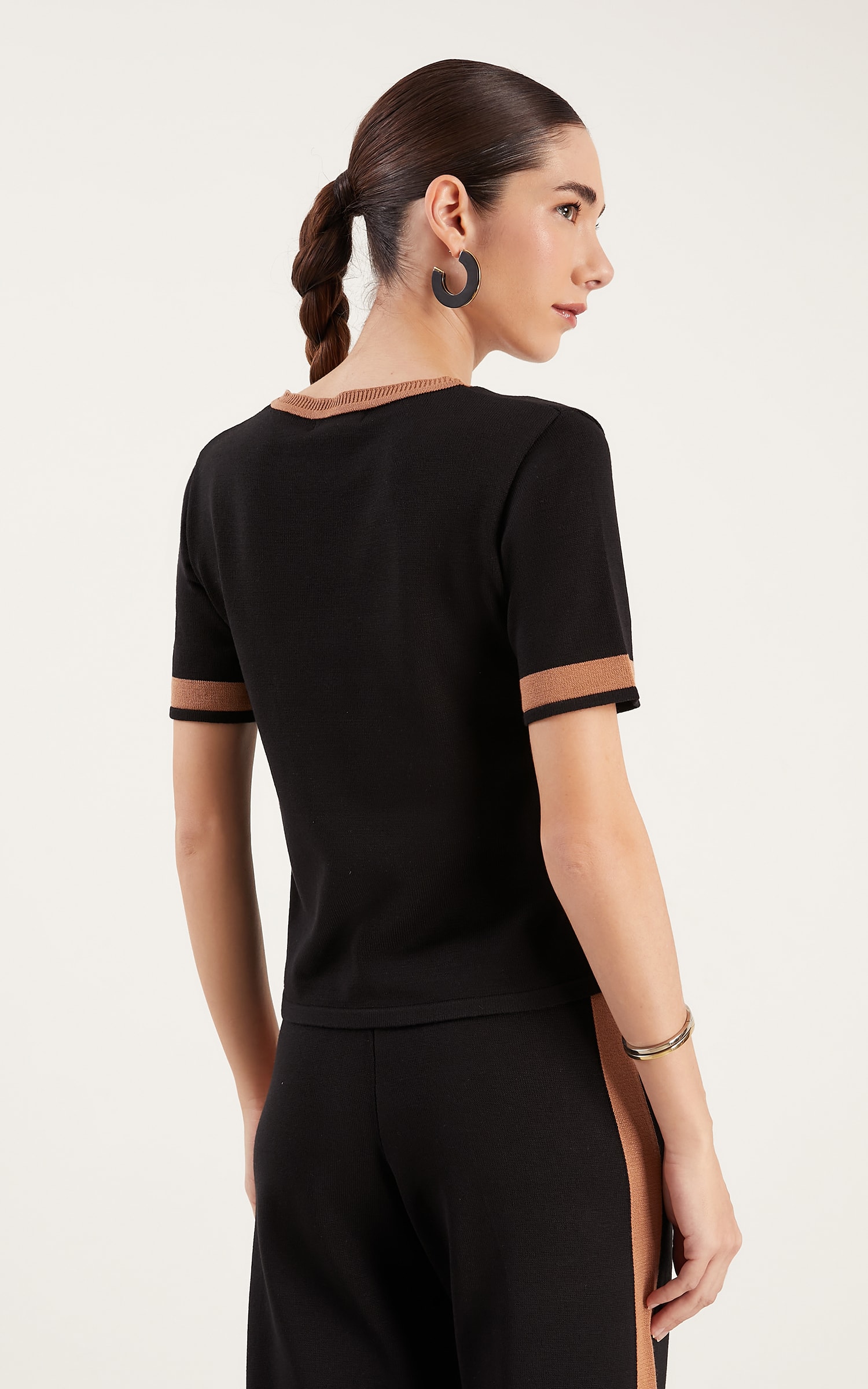 Blusa Tricot Listra Preto