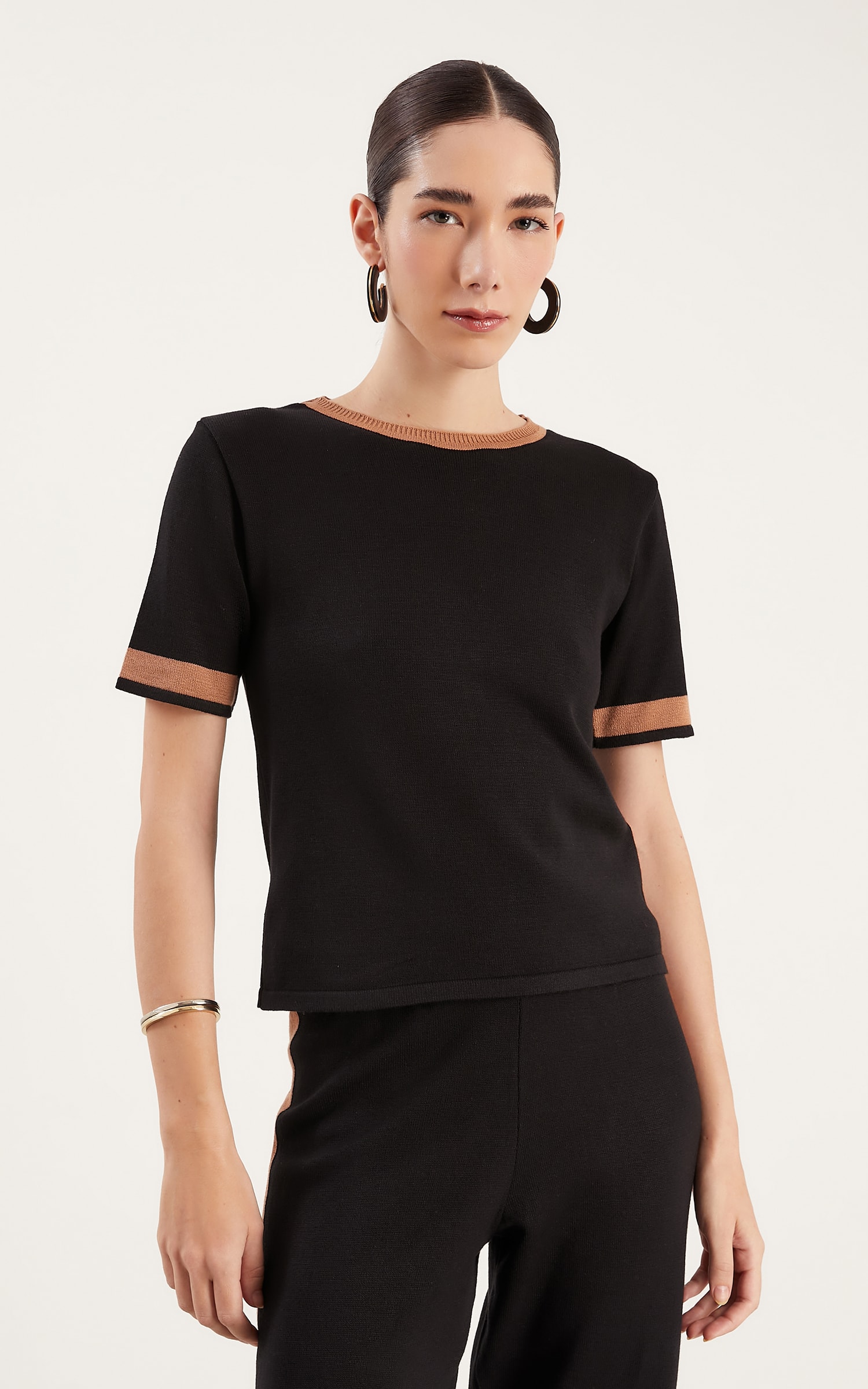 Blusa Tricot Listra Preto