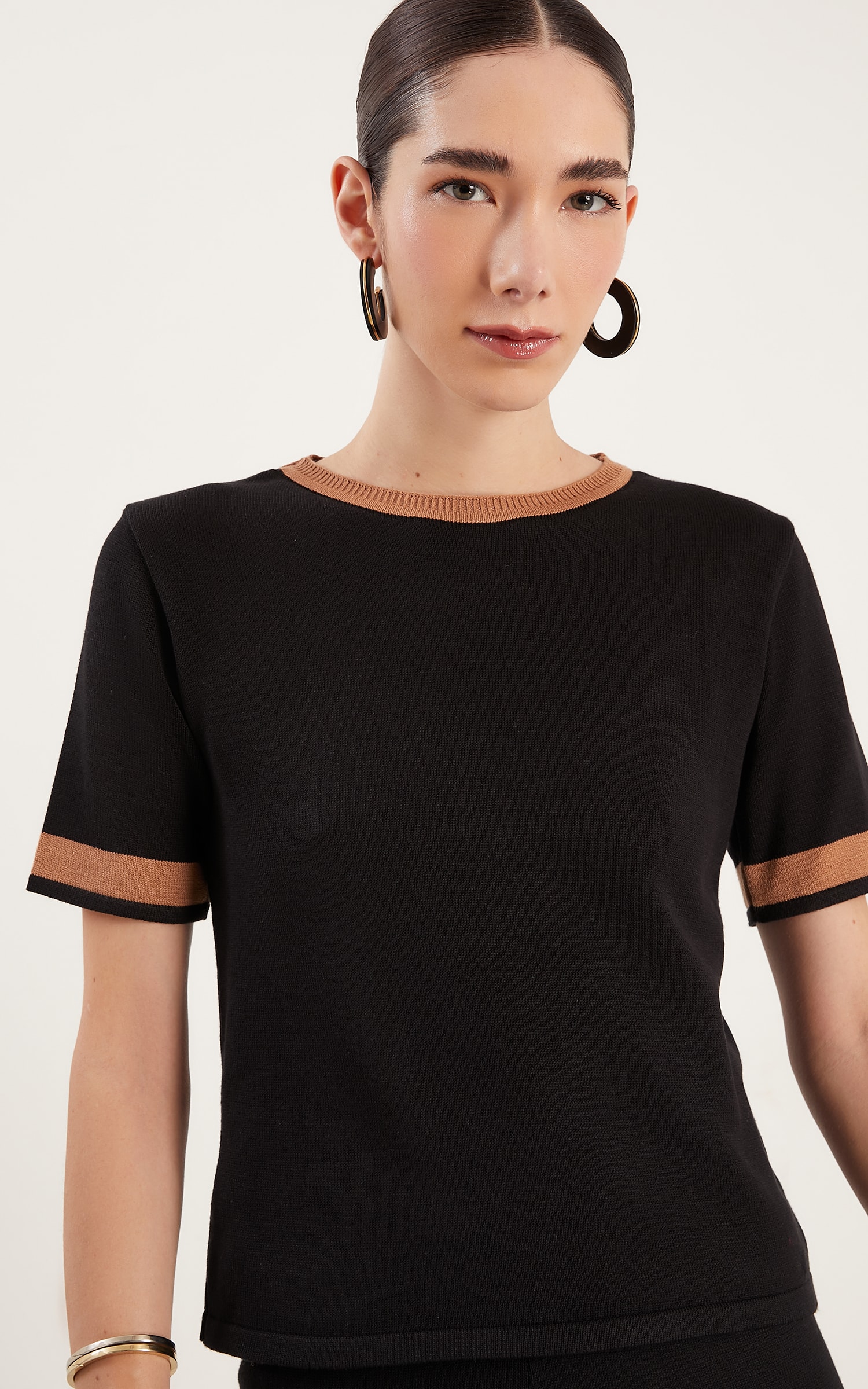 Blusa Tricot Listra Preto