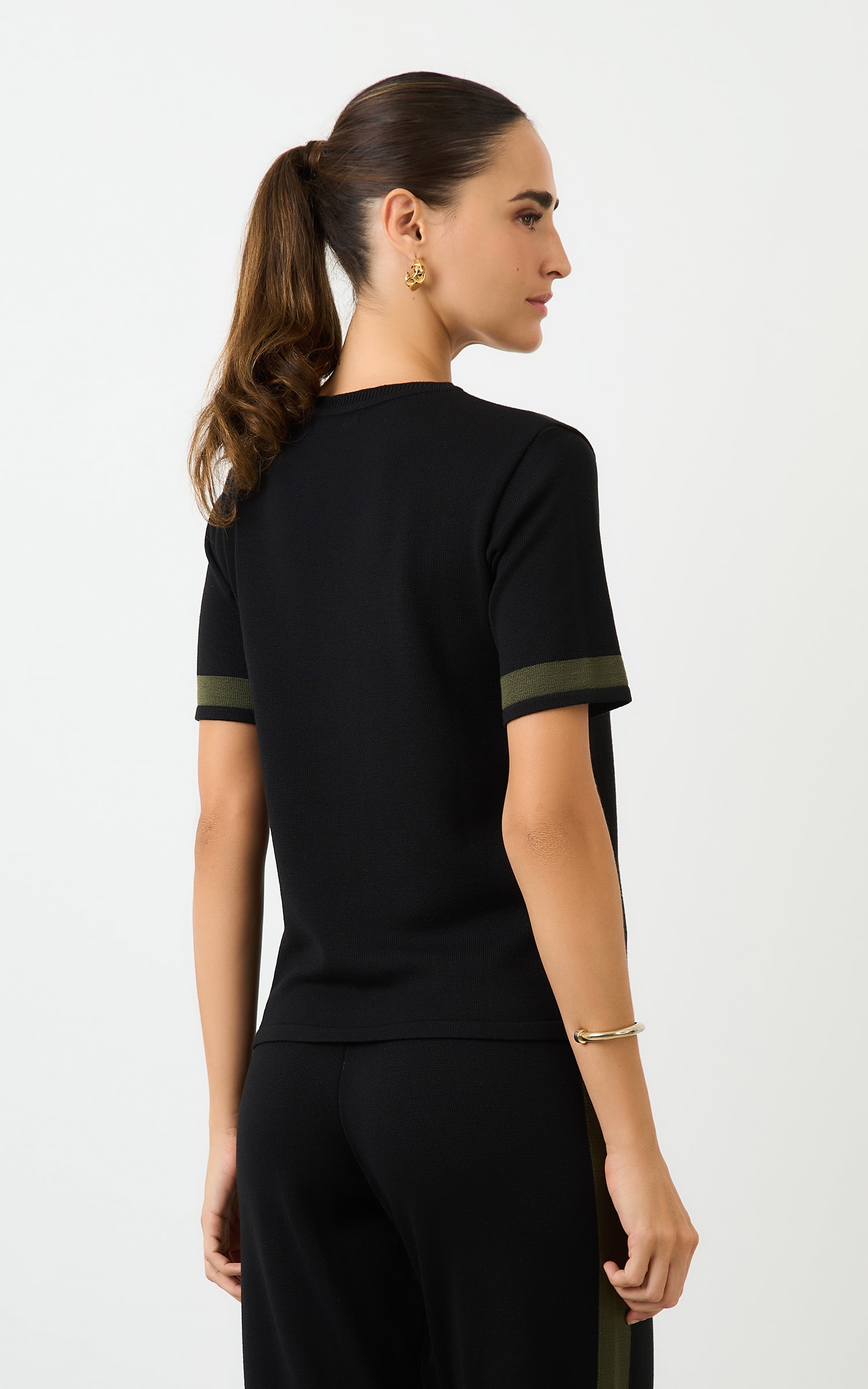 Blusa Tricot Listra Preto/Verde