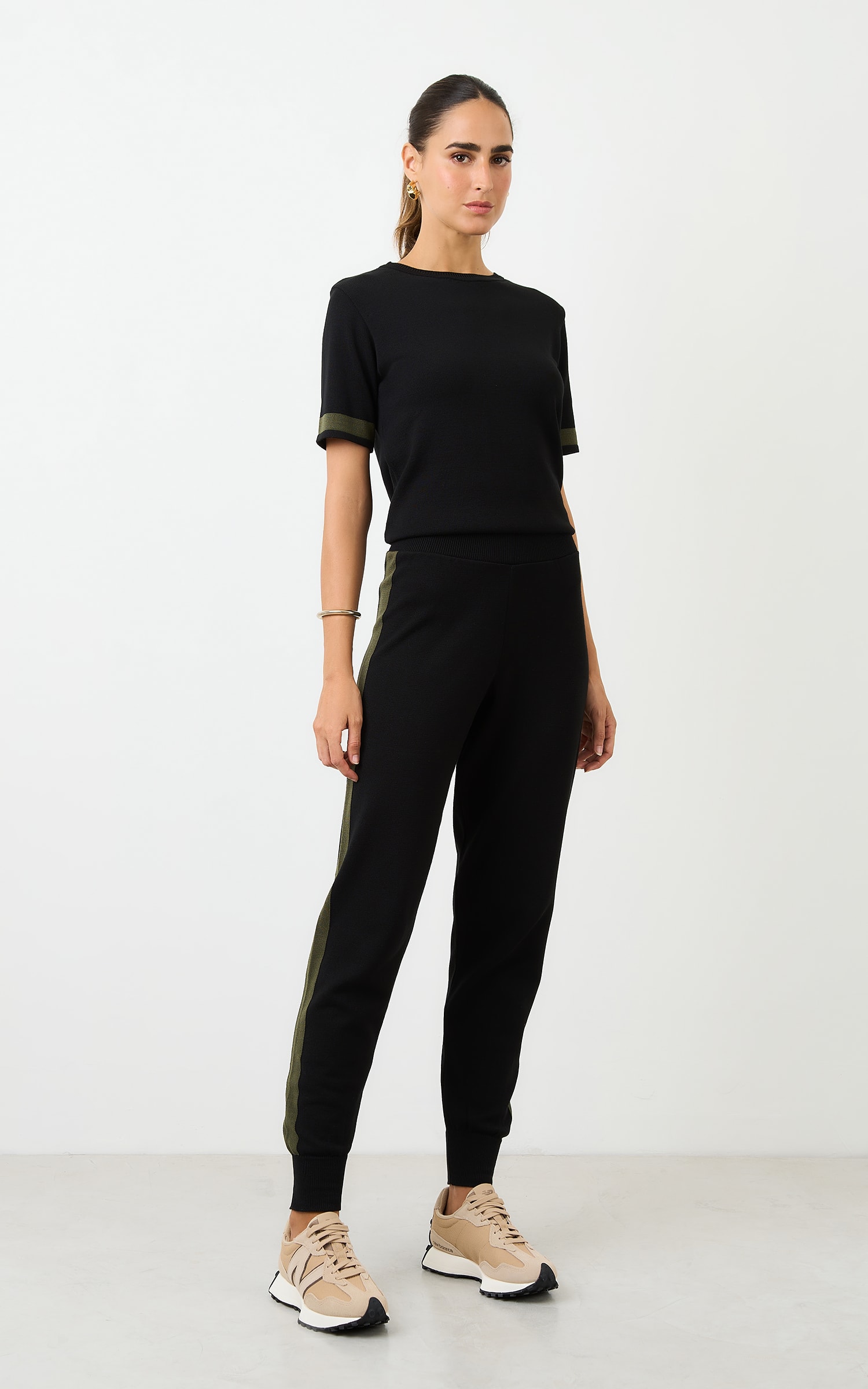 Blusa Tricot Listra Preto/Verde