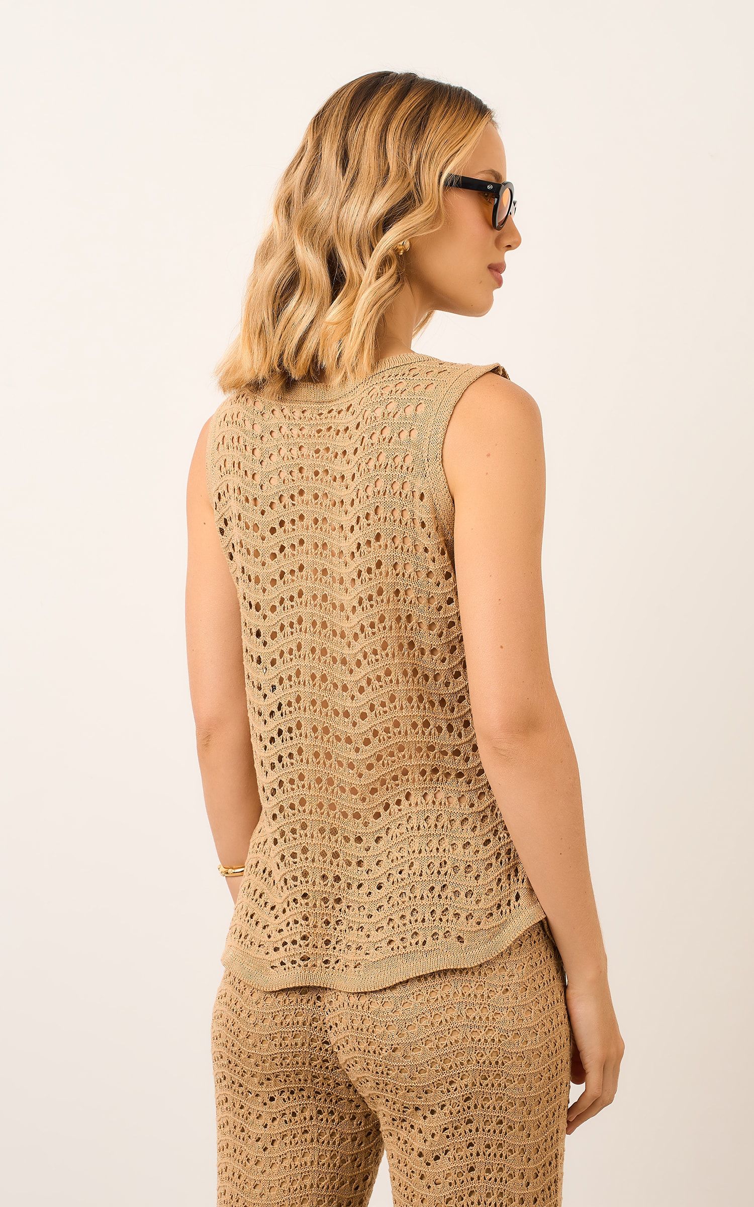 Blusa Tricot Lurex Dourado
