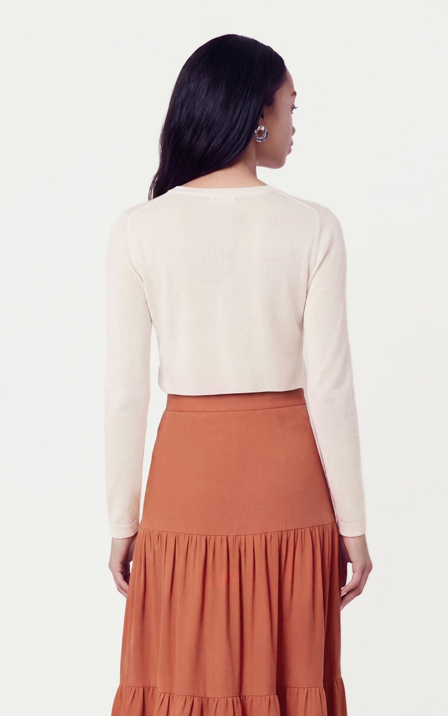 Blusa Tricot Manga Longa Areia
