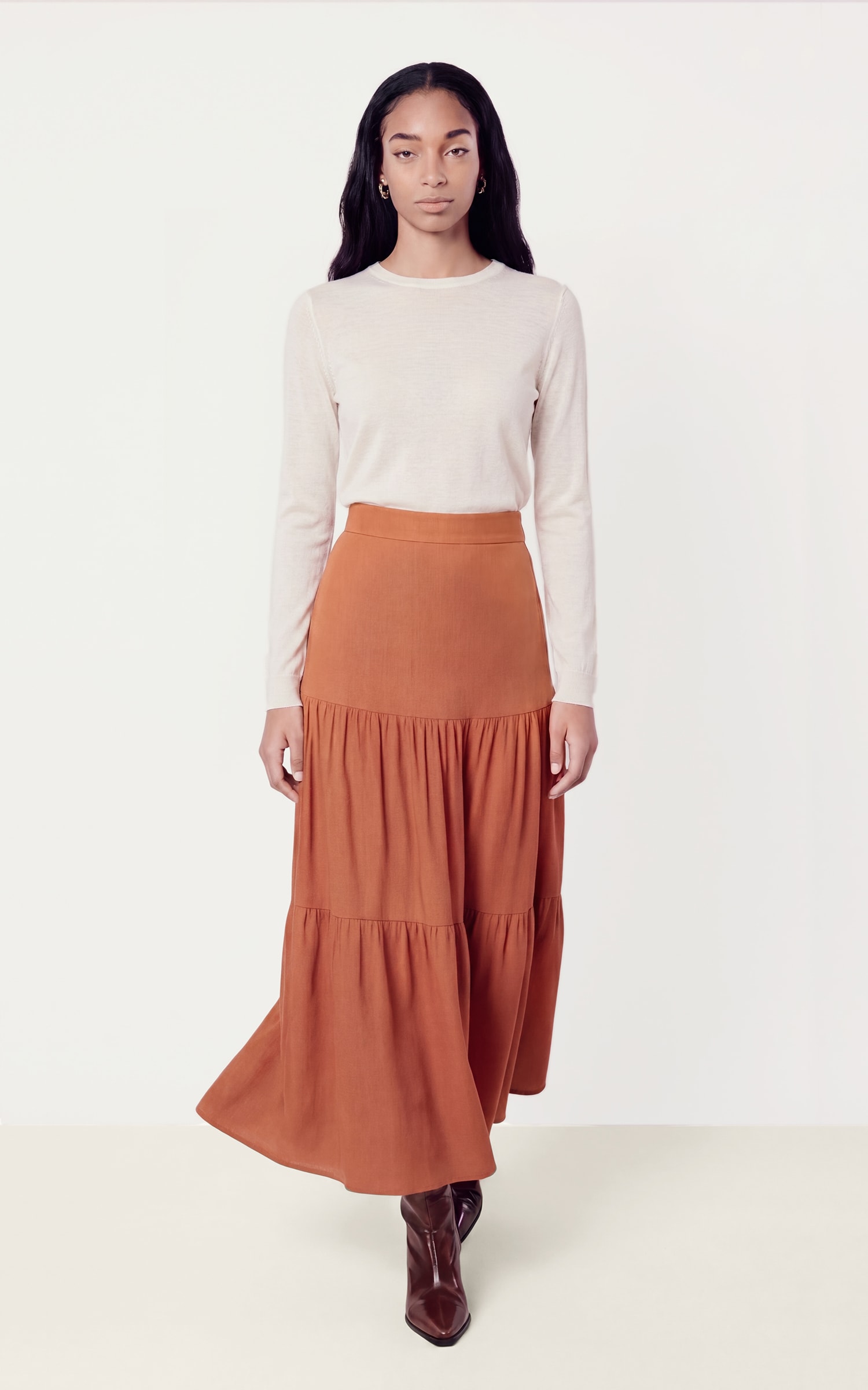 Blusa Tricot Manga Longa Areia