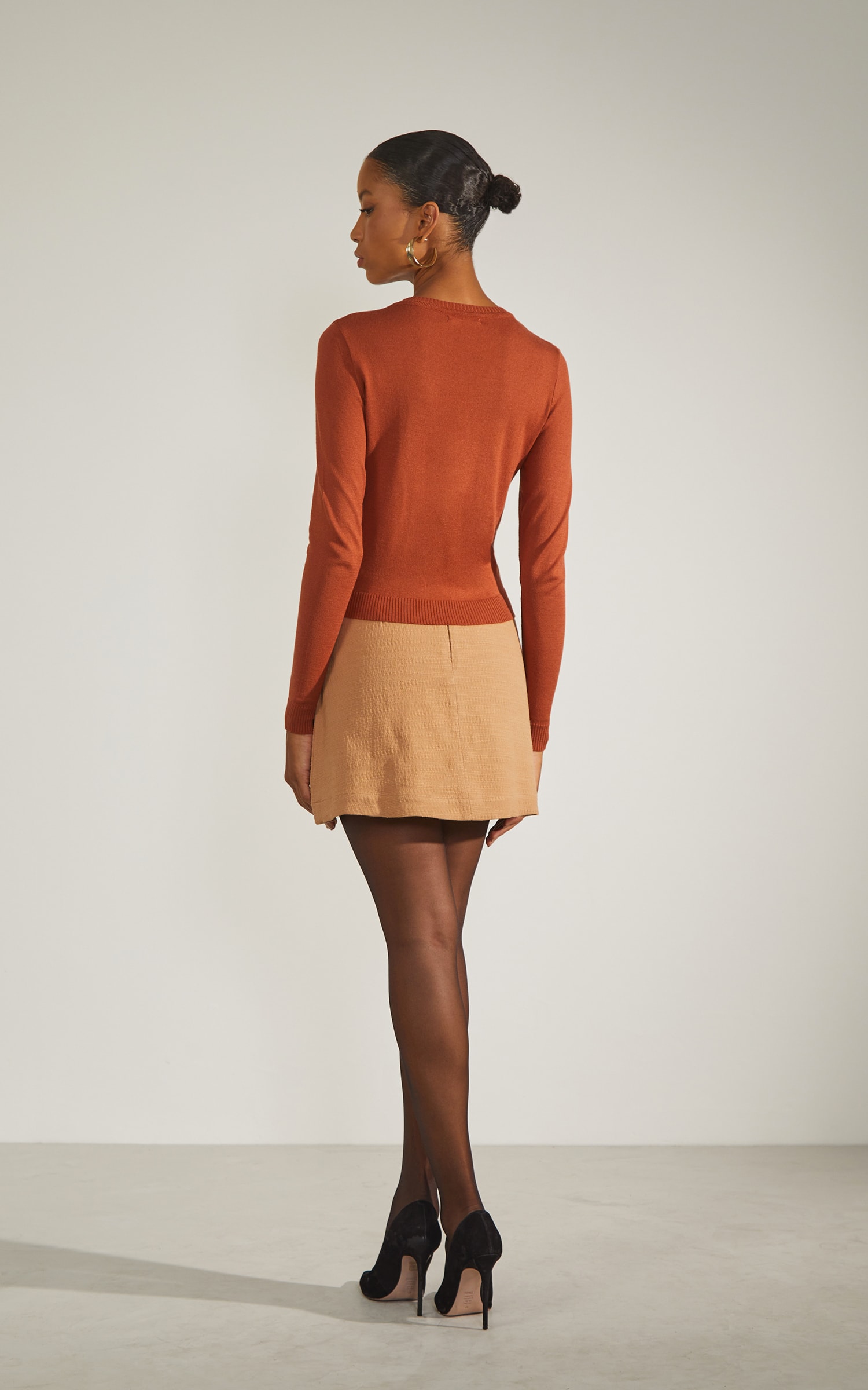 Blusa Tricot Manga Longa Basic Caramelo