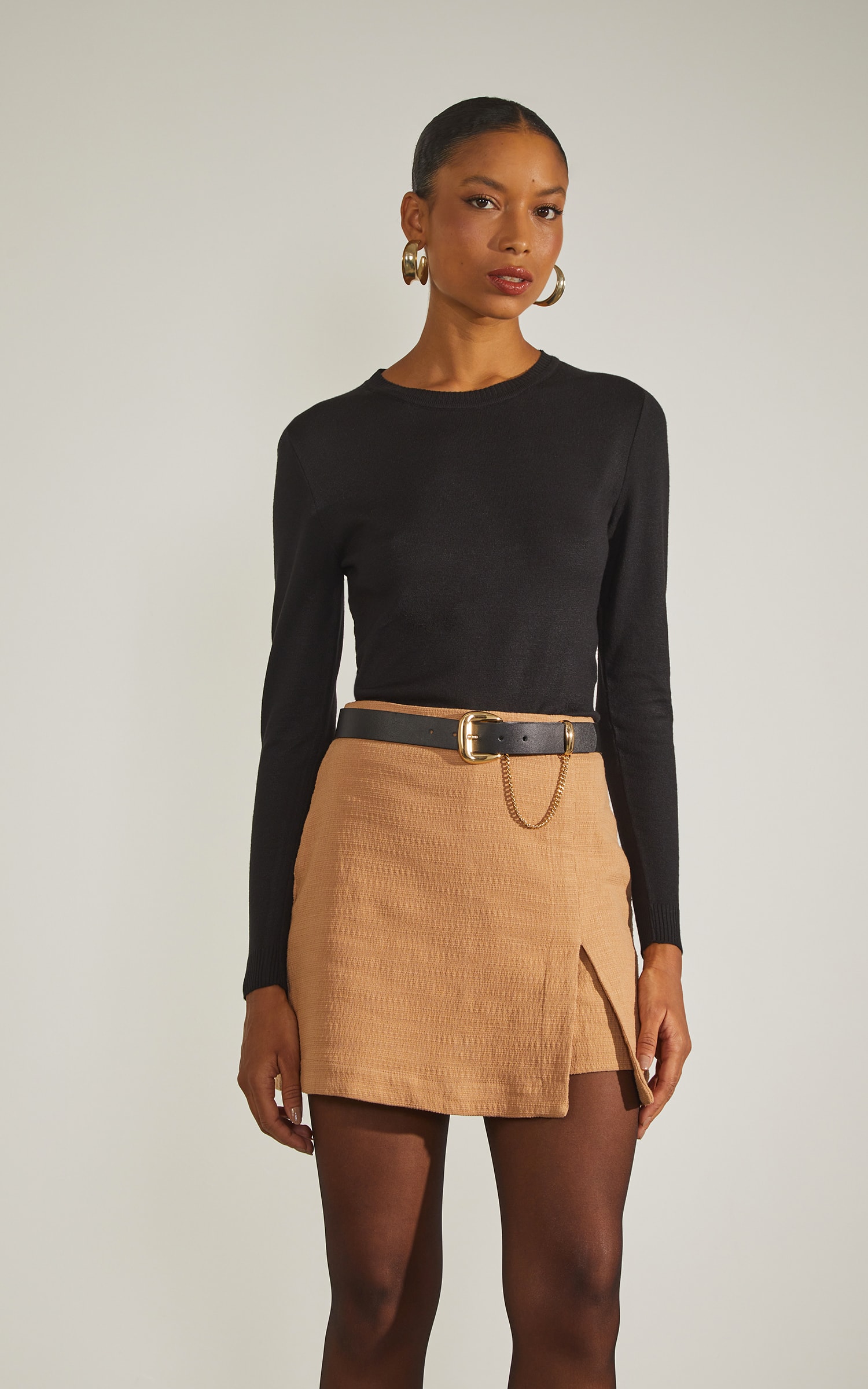 Blusa Tricot Manga Longa Basic Preto
