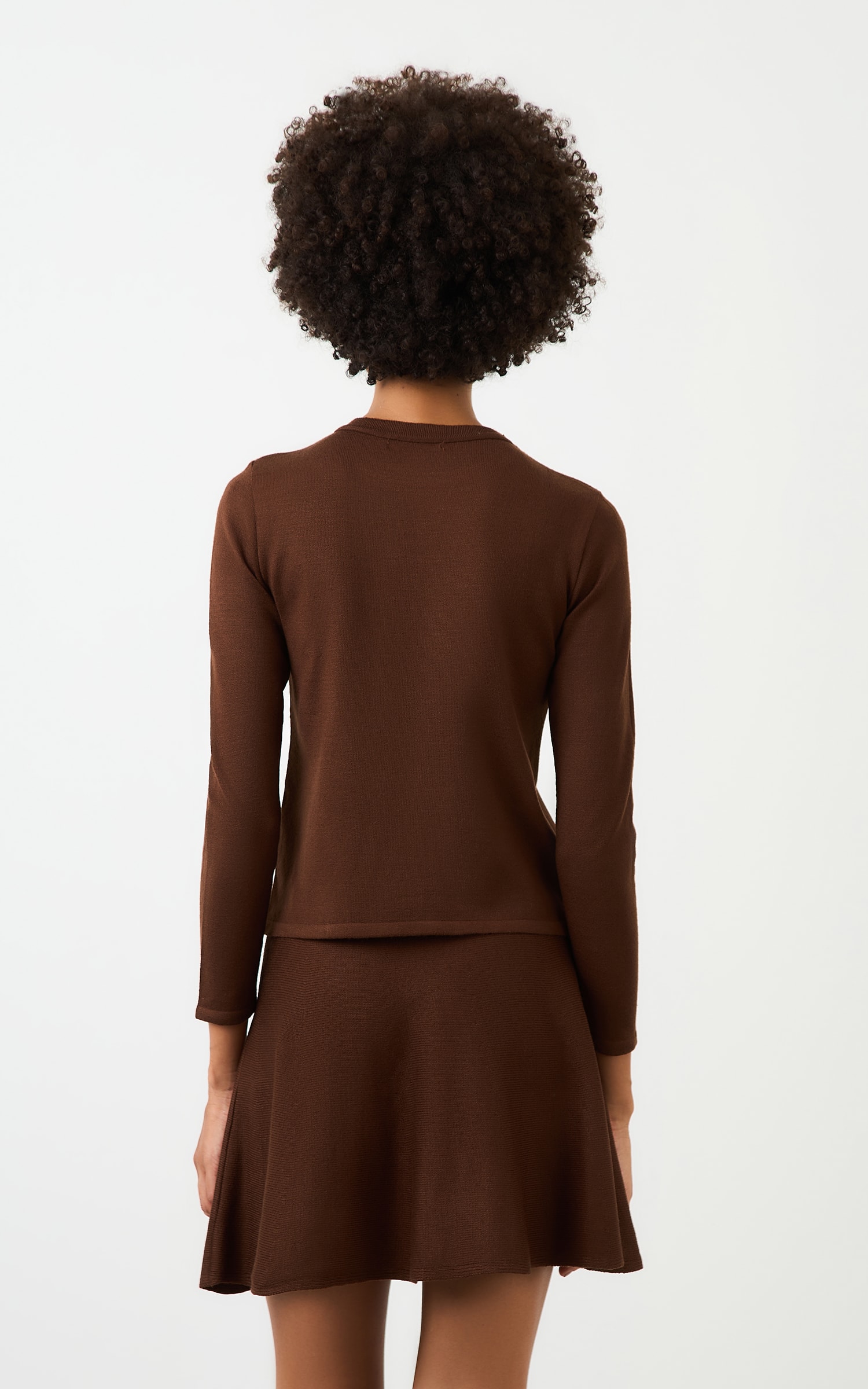 Blusa Tricot Manga Longa Chocolate
