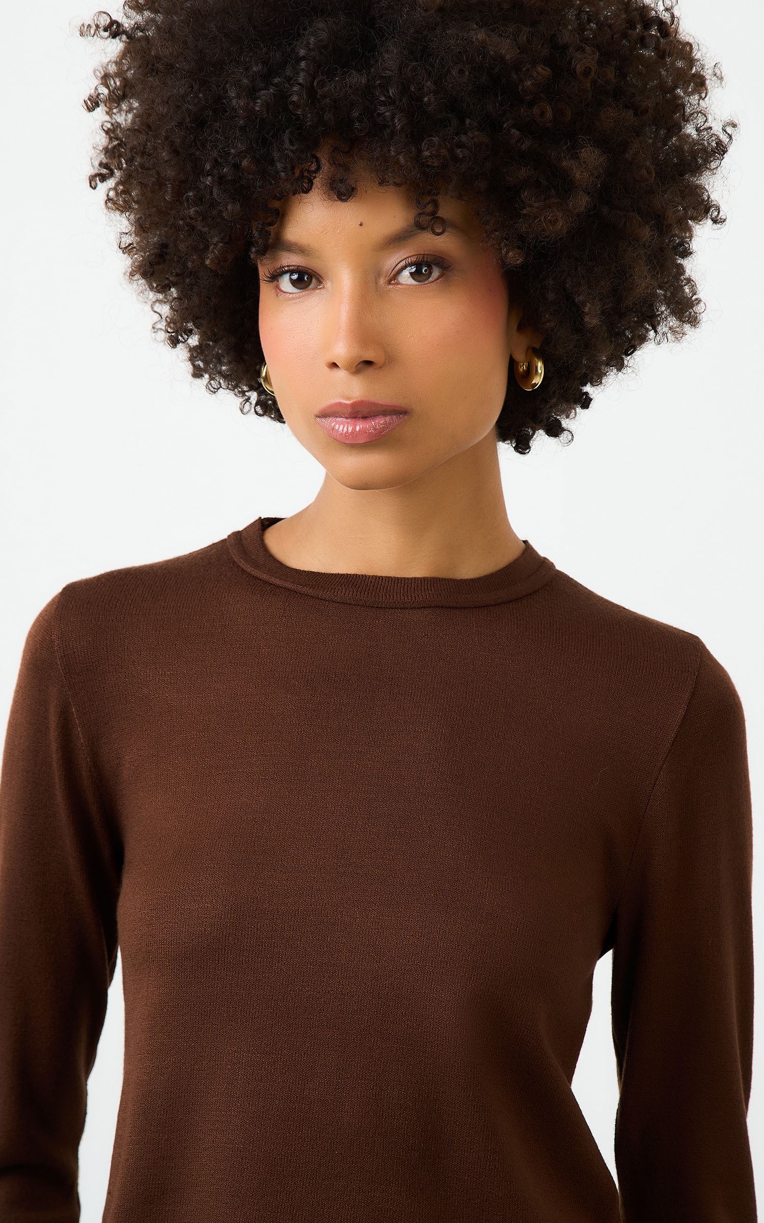 Blusa Tricot Manga Longa Chocolate