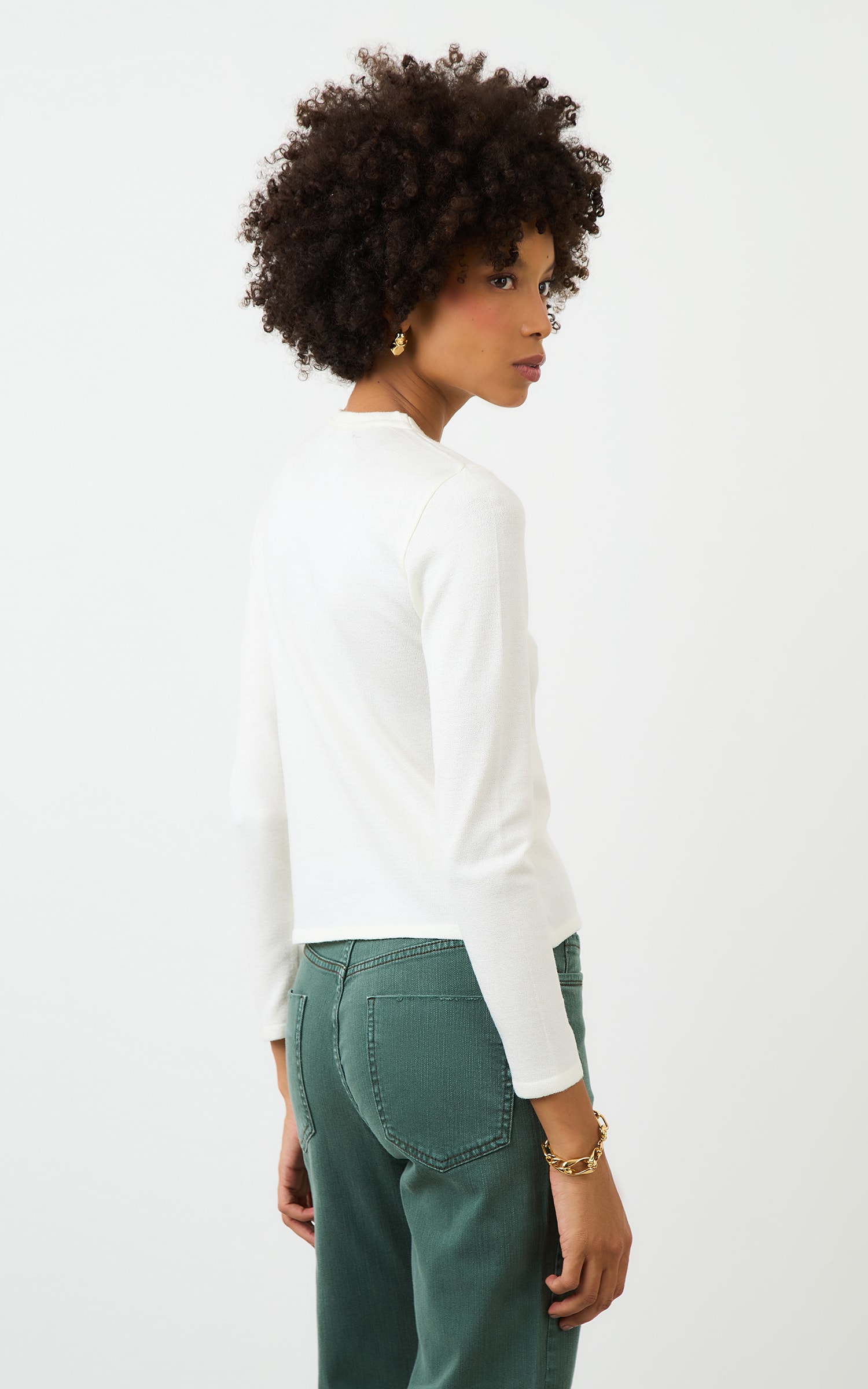 Blusa Tricot Manga Longa Off White