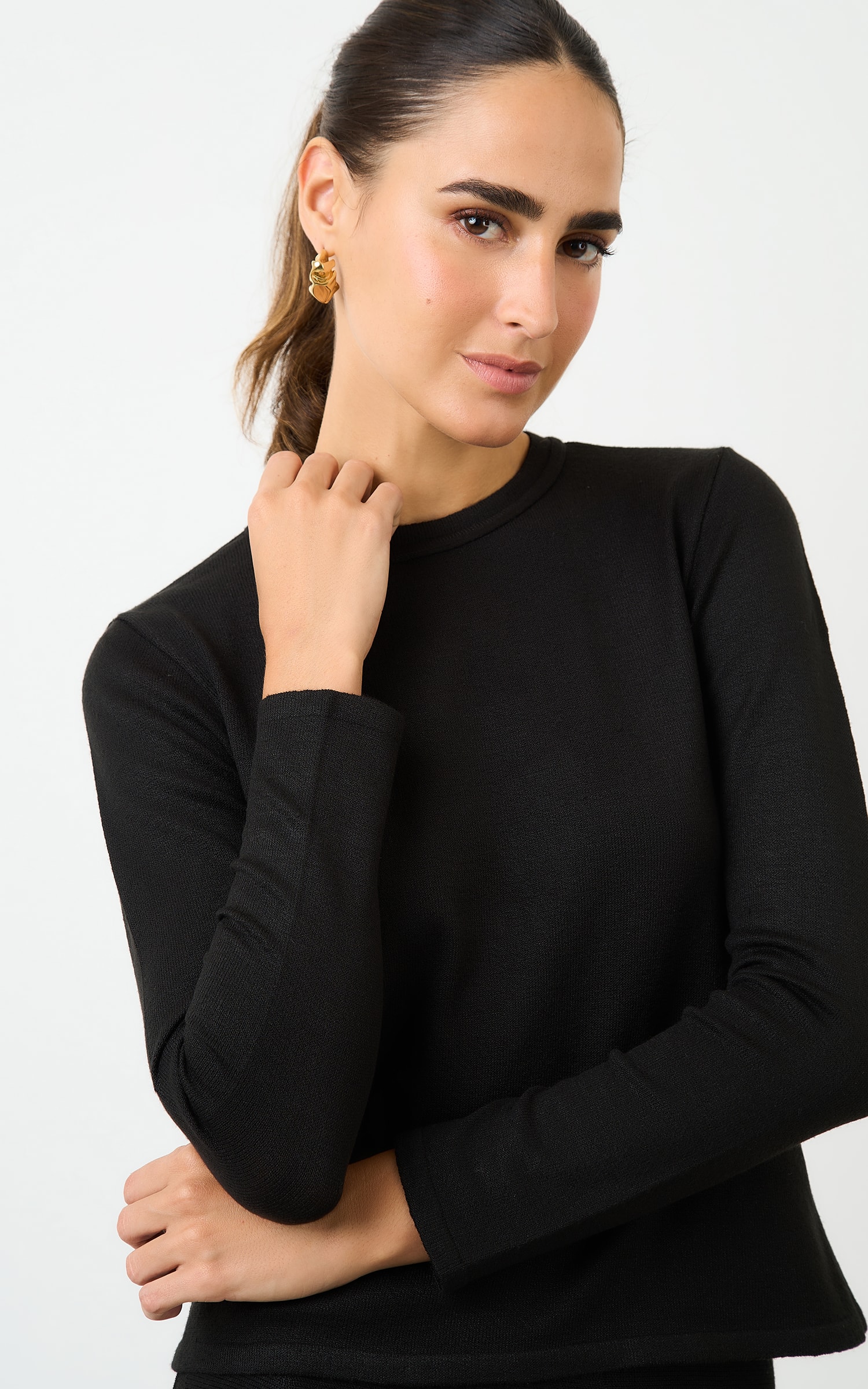 Blusa Tricot Manga Longa Preto