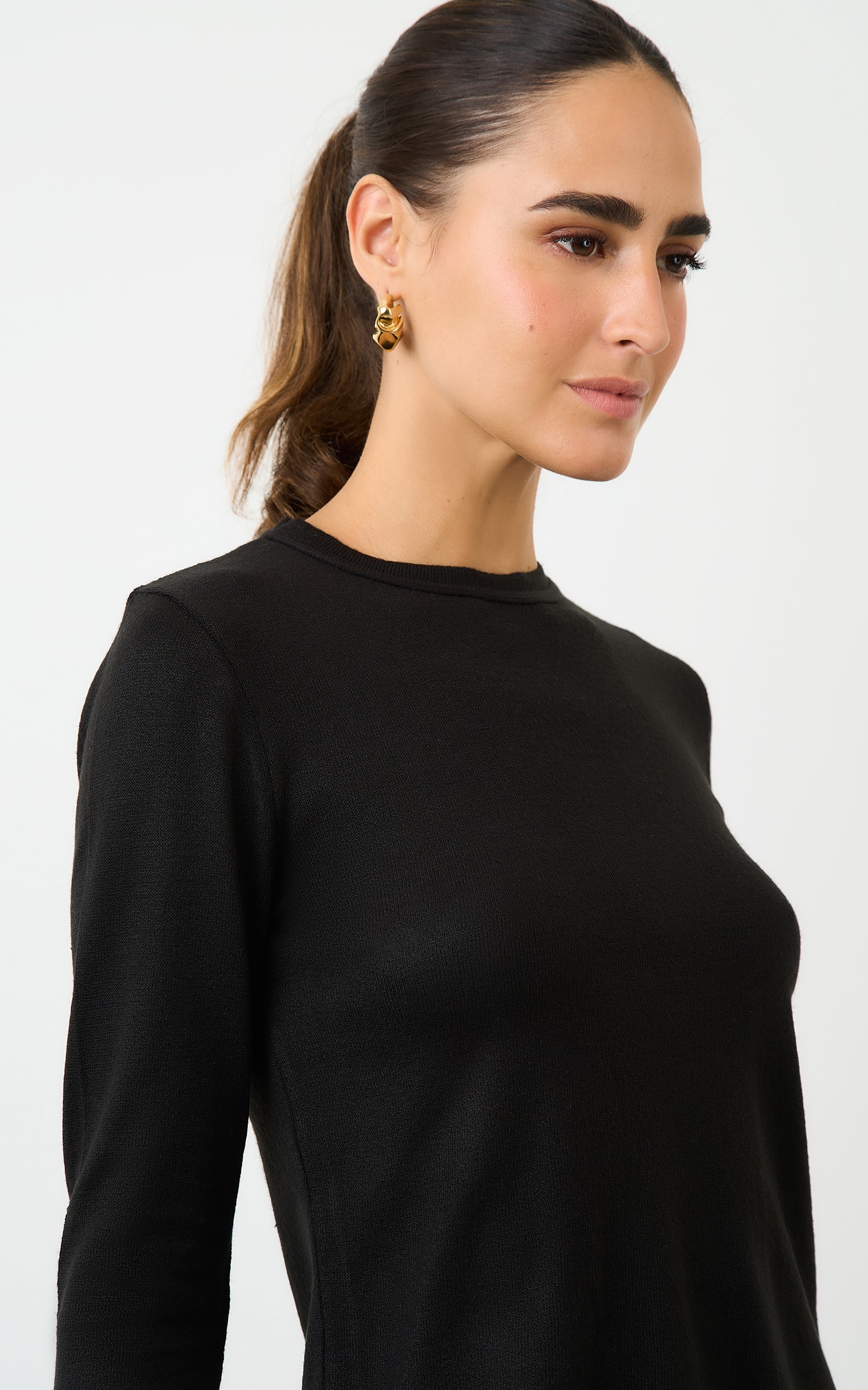 Blusa Tricot Manga Longa Preto