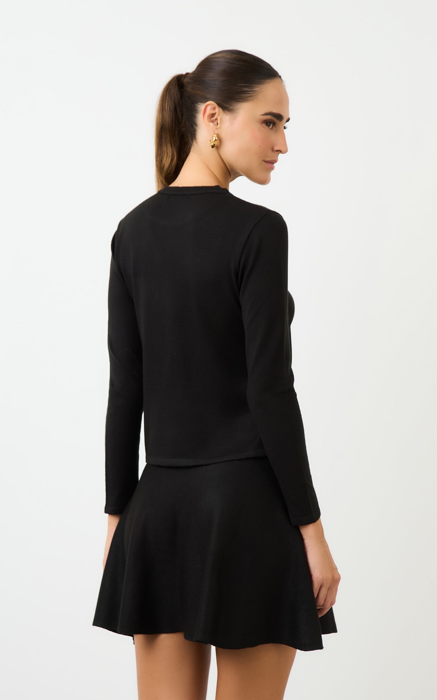 Blusa Tricot Manga Longa Preto