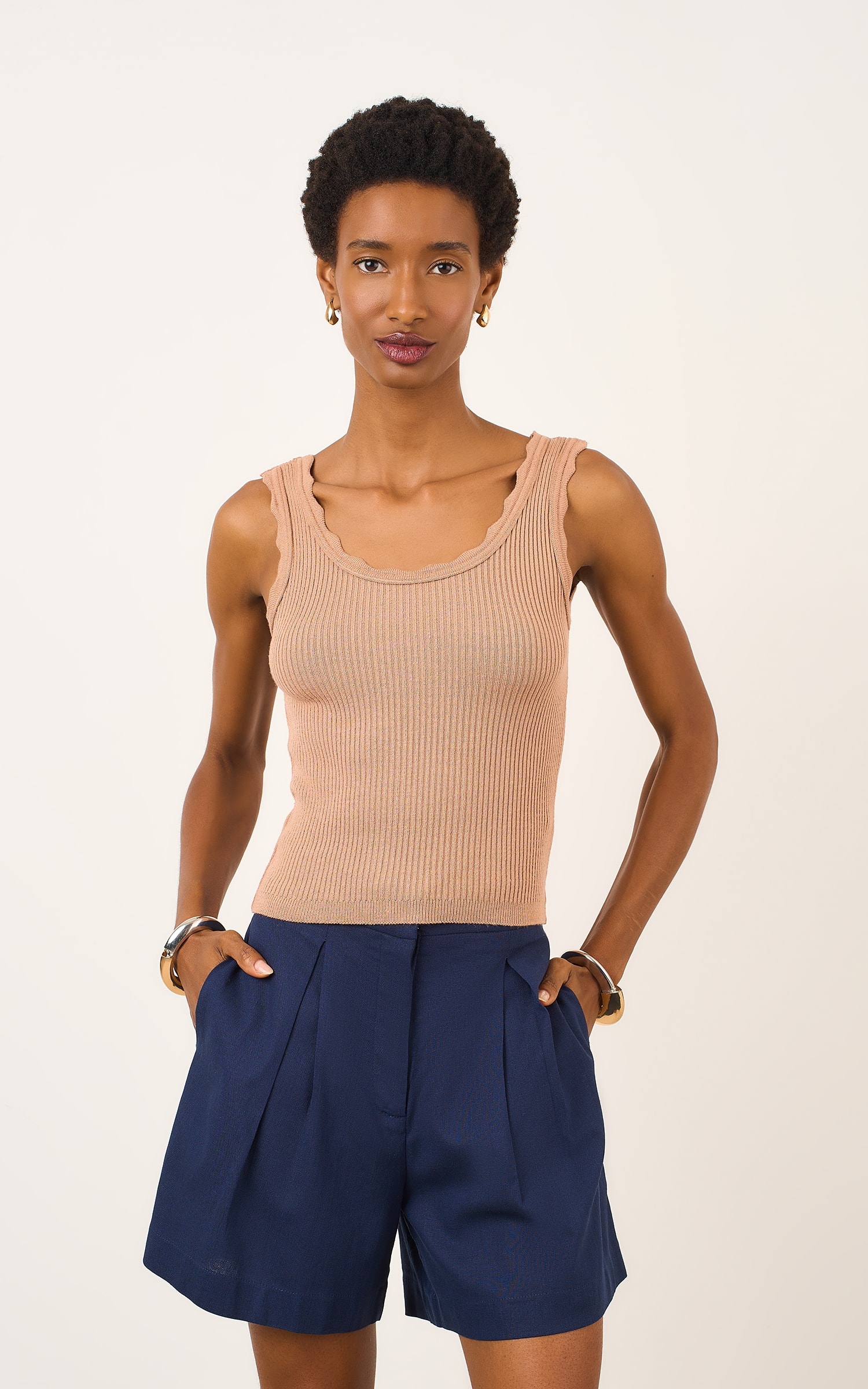 Blusa Tricot Ondas Caqui