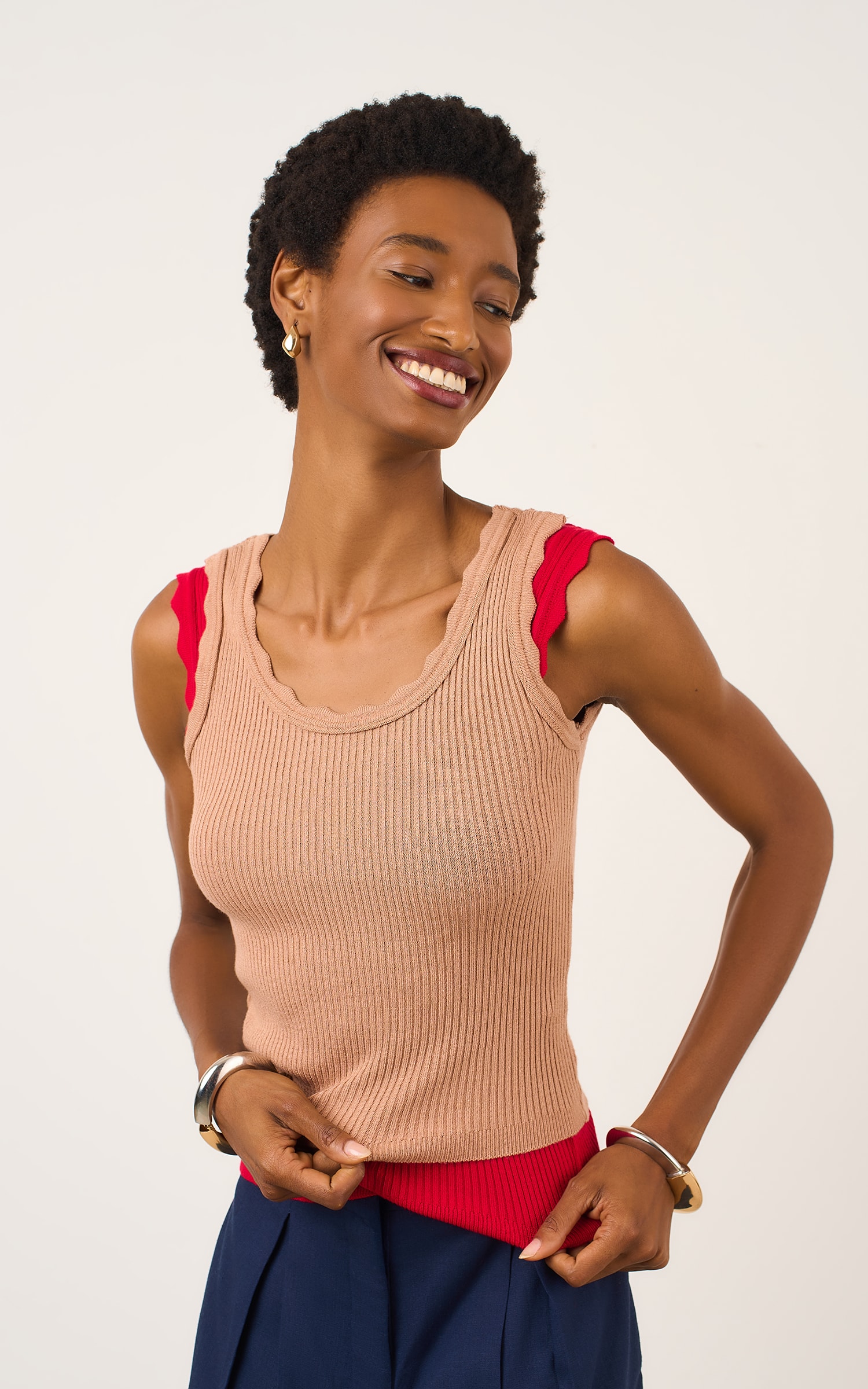Blusa Tricot Ondas Caqui