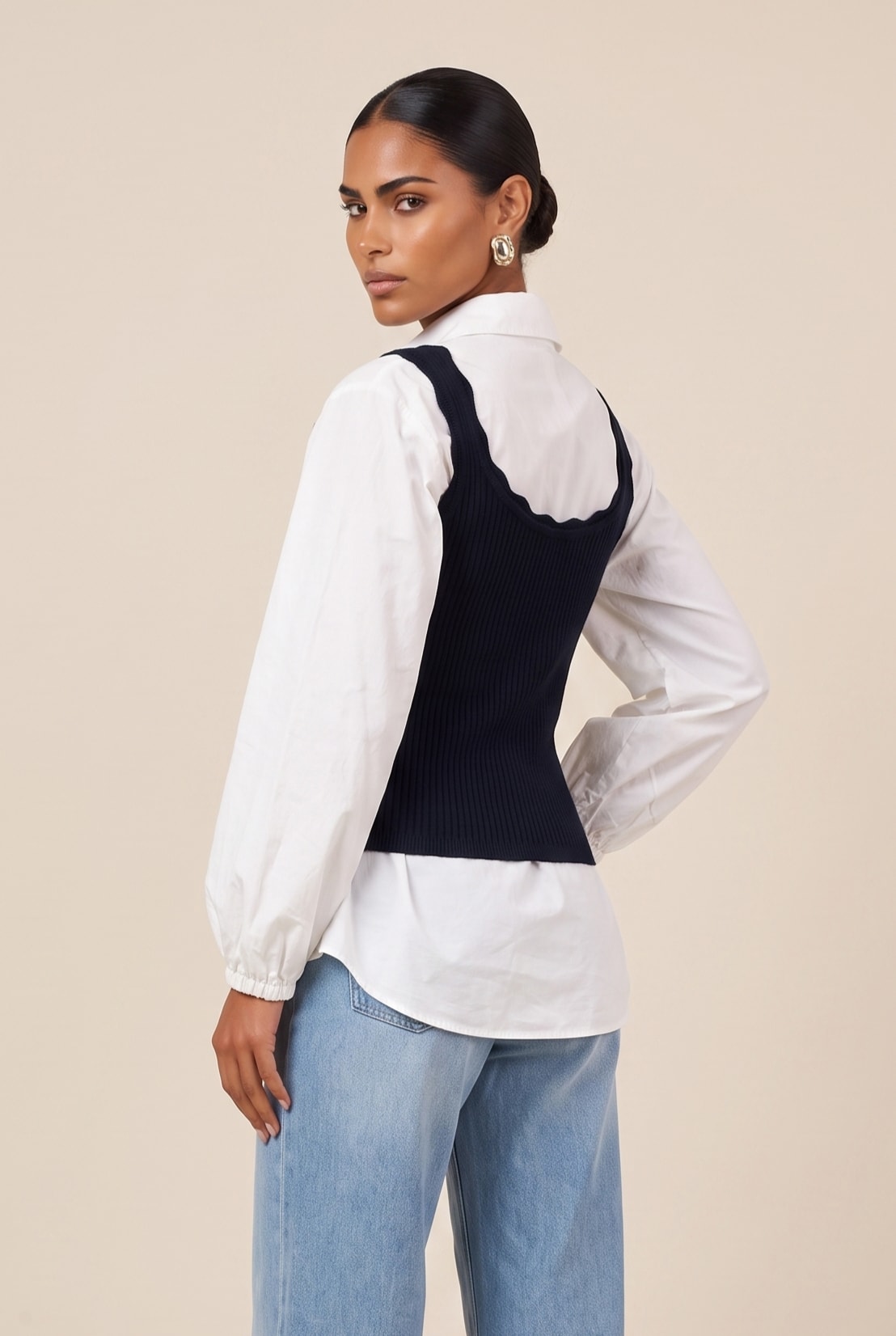 Blusa Tricot Ondas Marinho