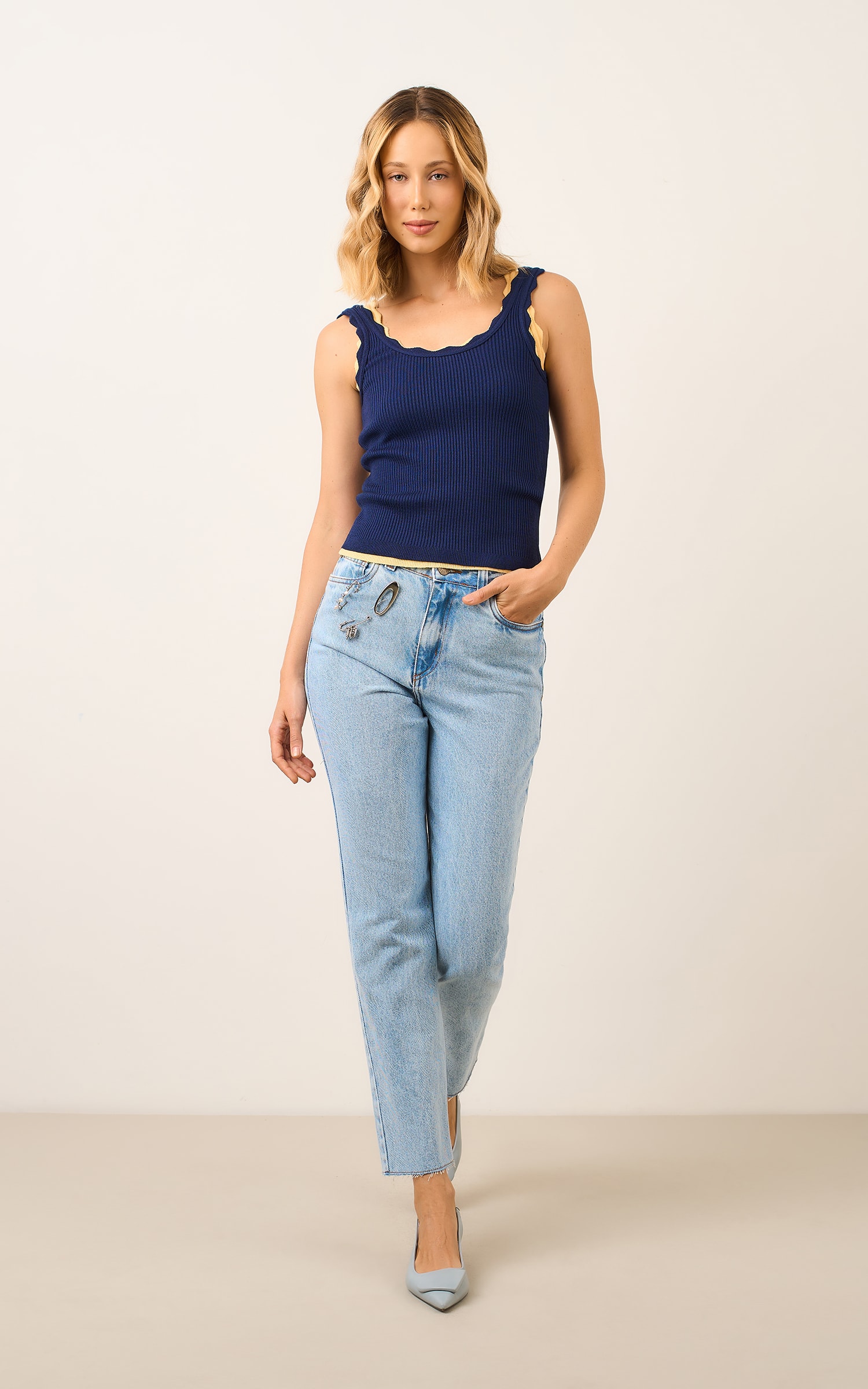 Blusa Tricot Ondas Marinho