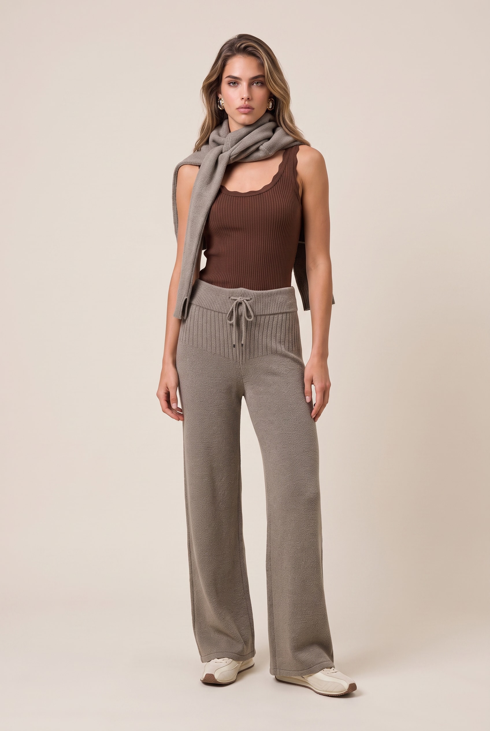 Blusa Tricot Ondas Marrom