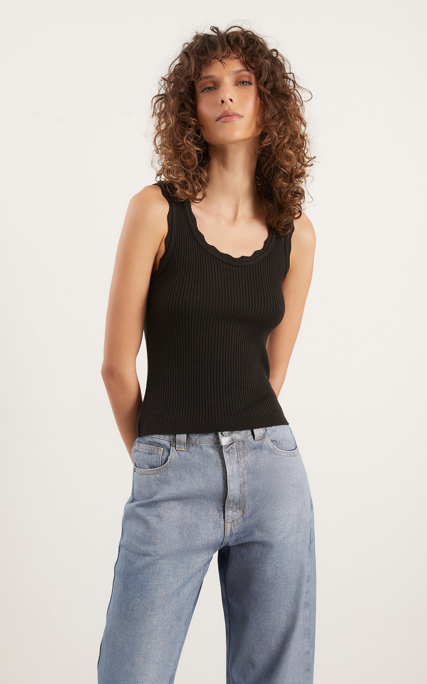 Blusa Tricot Ondas Preto