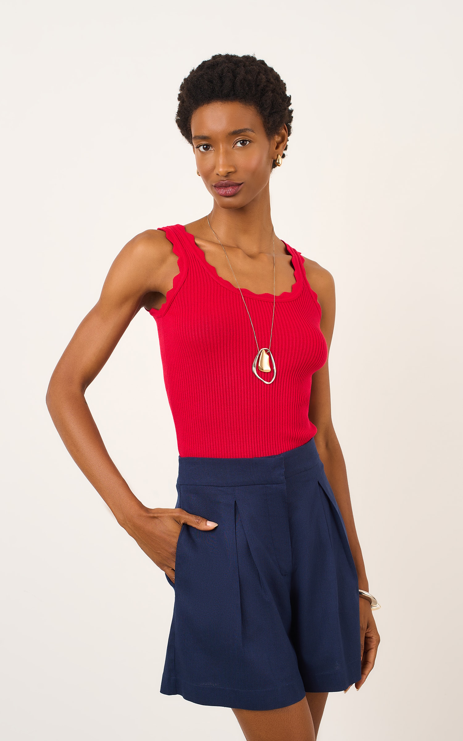 Blusa Tricot Ondas Vermelho
