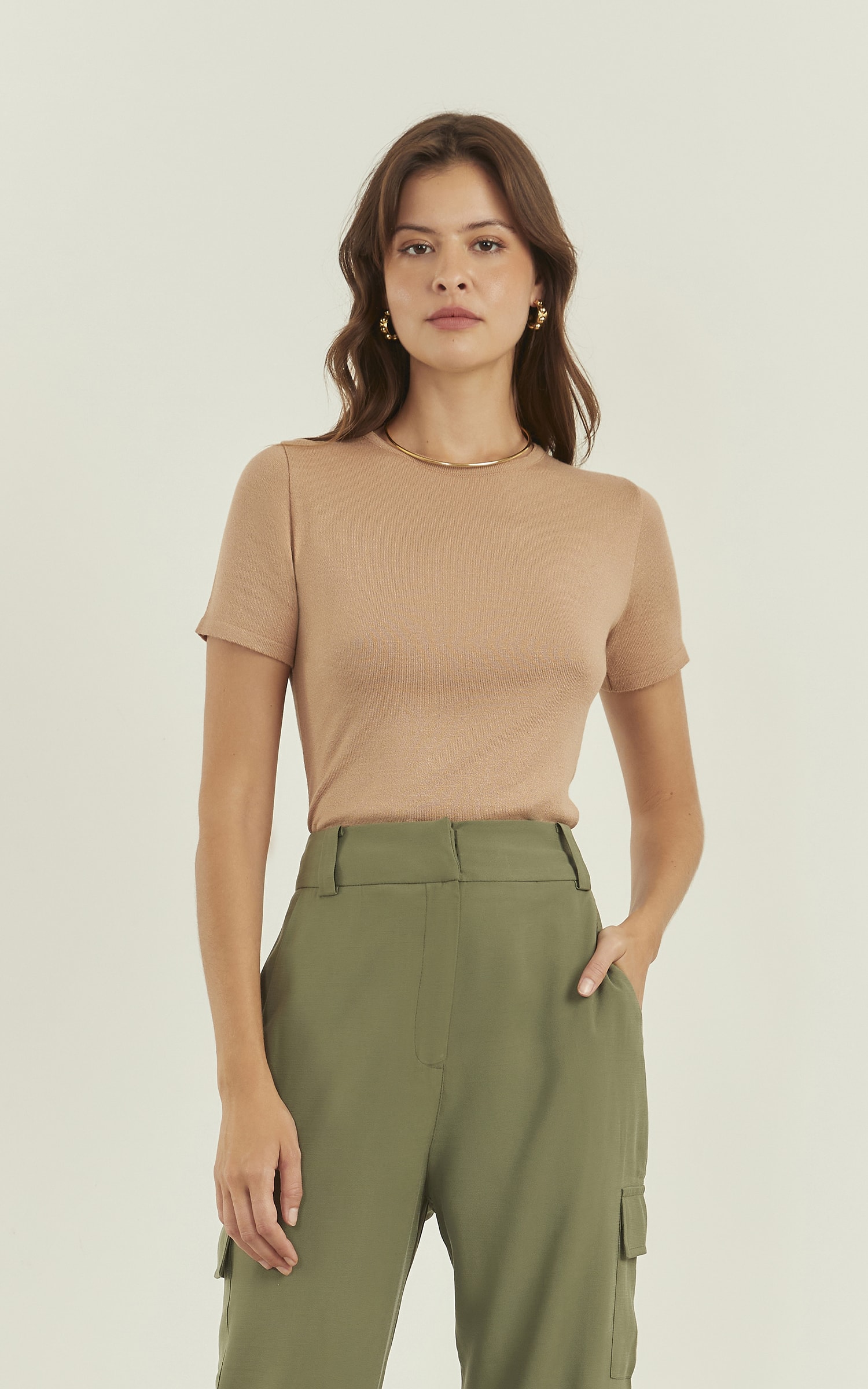 Blusa Tricot Origem New Amêndoa