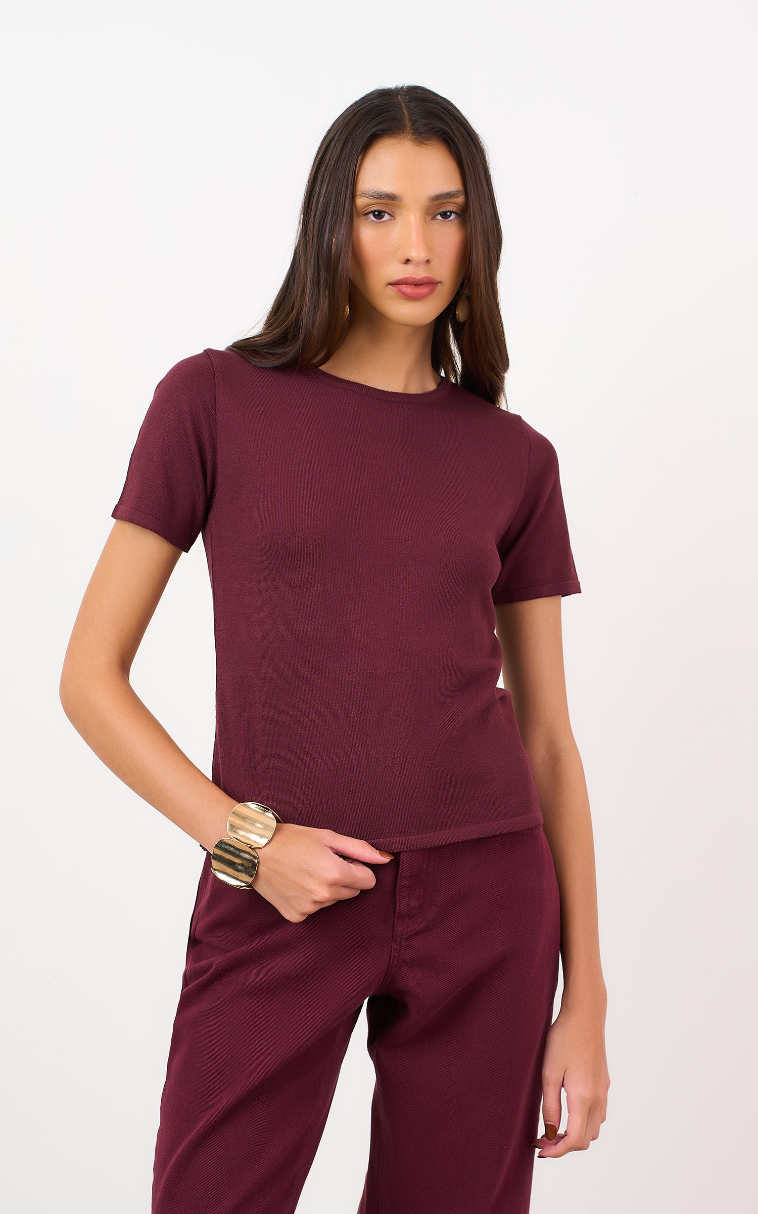 Blusa Tricot Origem New Burgundy