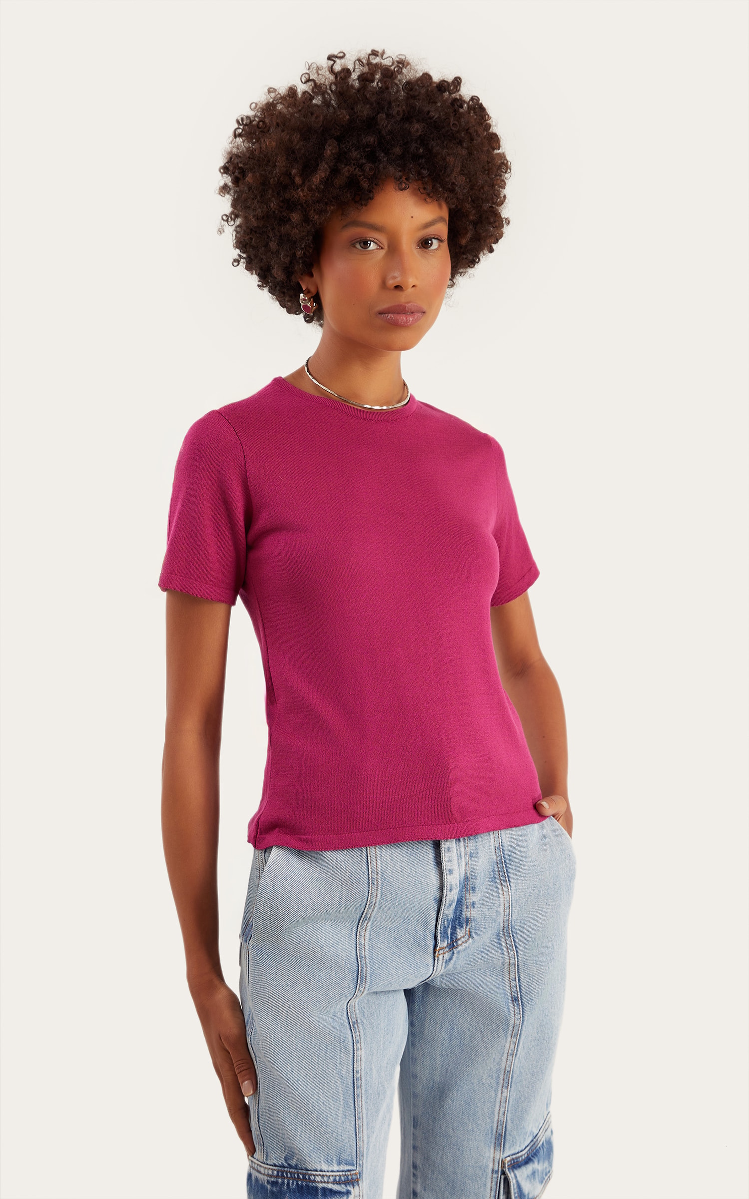Blusa Tricot Origem New Fucsia
