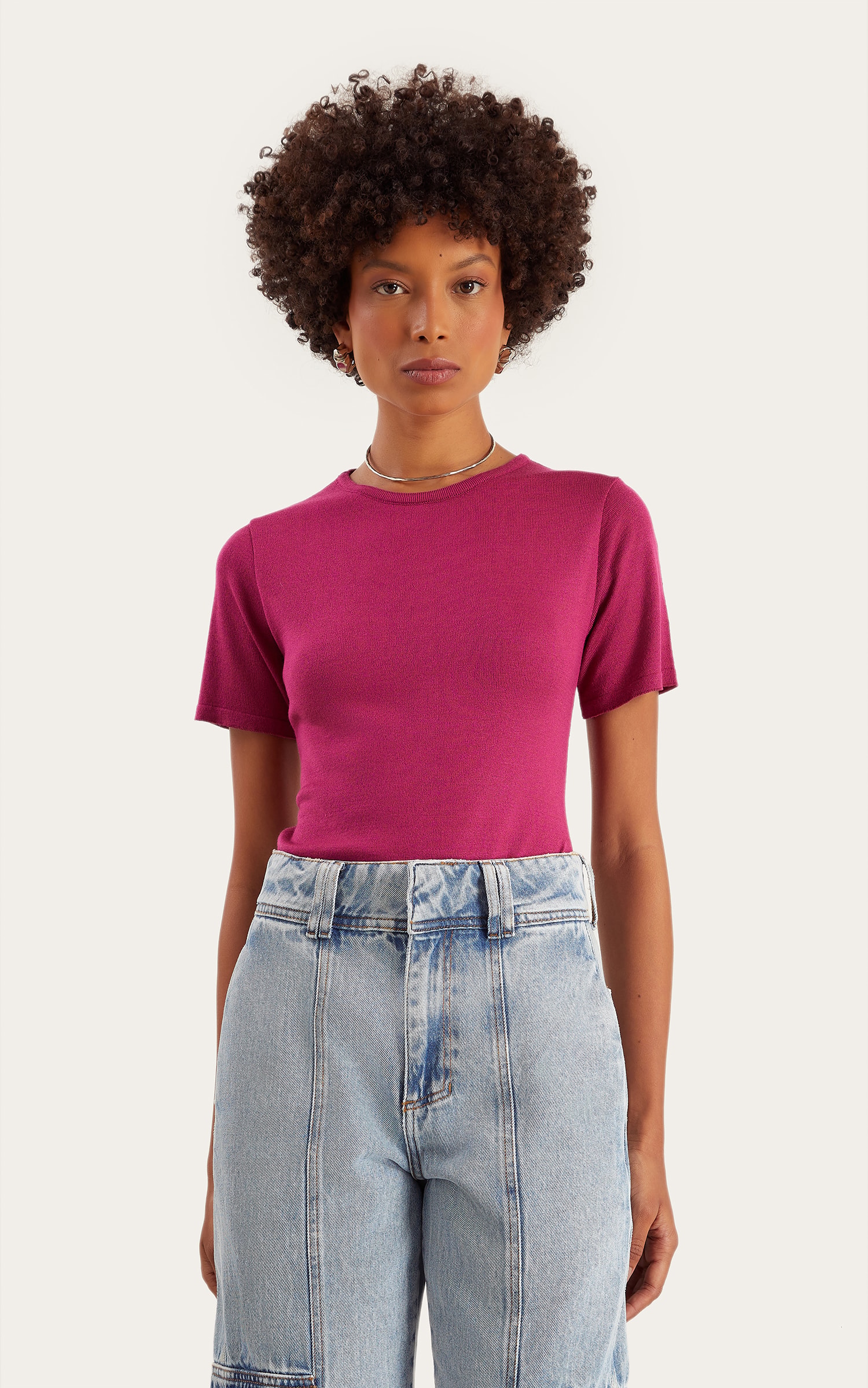 Blusa Tricot Origem New Fucsia