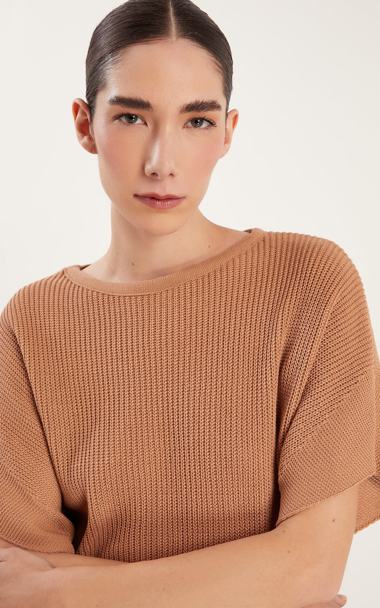 Blusa Tricot Peach Amêndoa