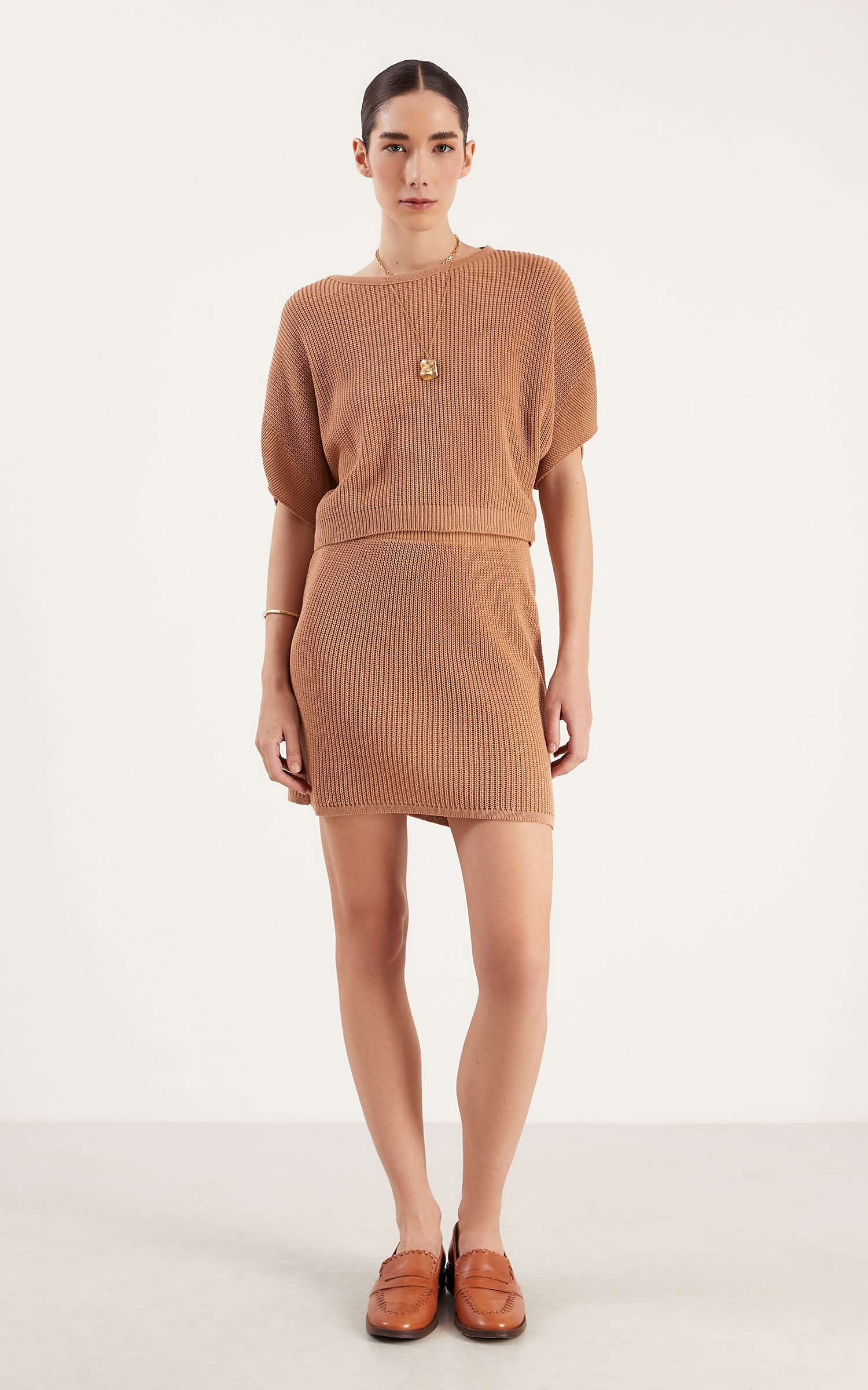 Blusa Tricot Peach Amêndoa