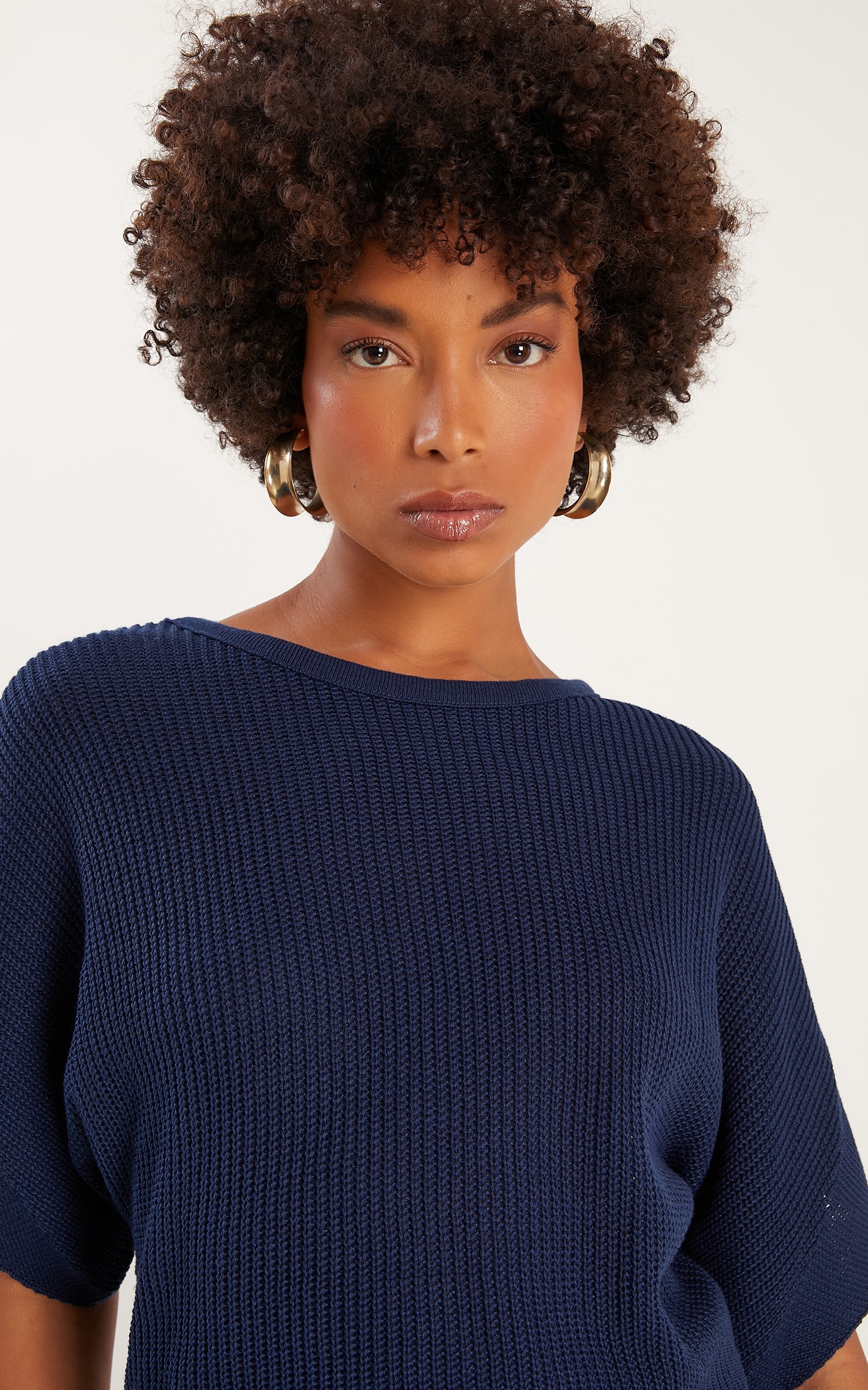 Blusa Tricot Peach Azul Denim