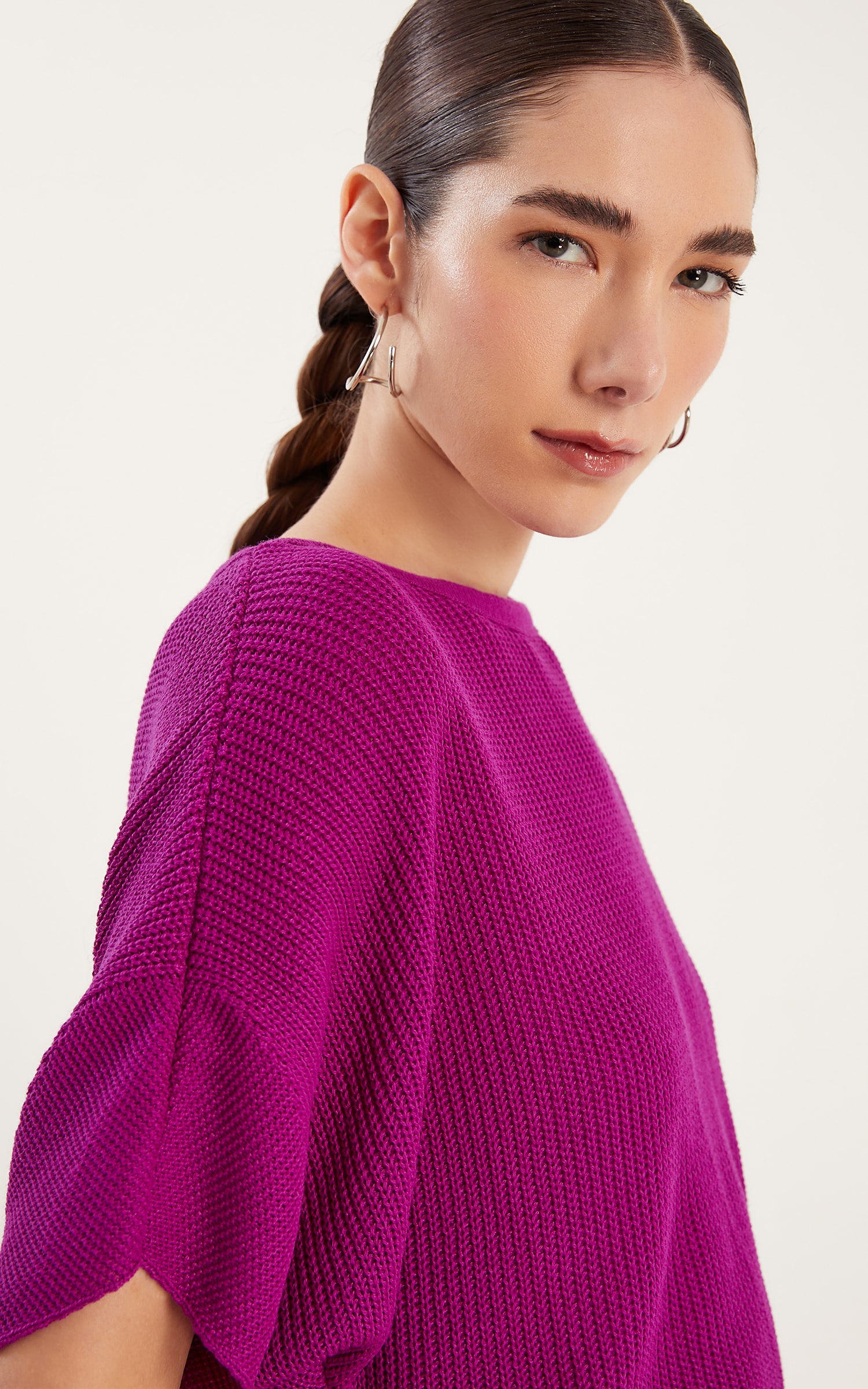 Blusa Tricot Peach Fúcsia