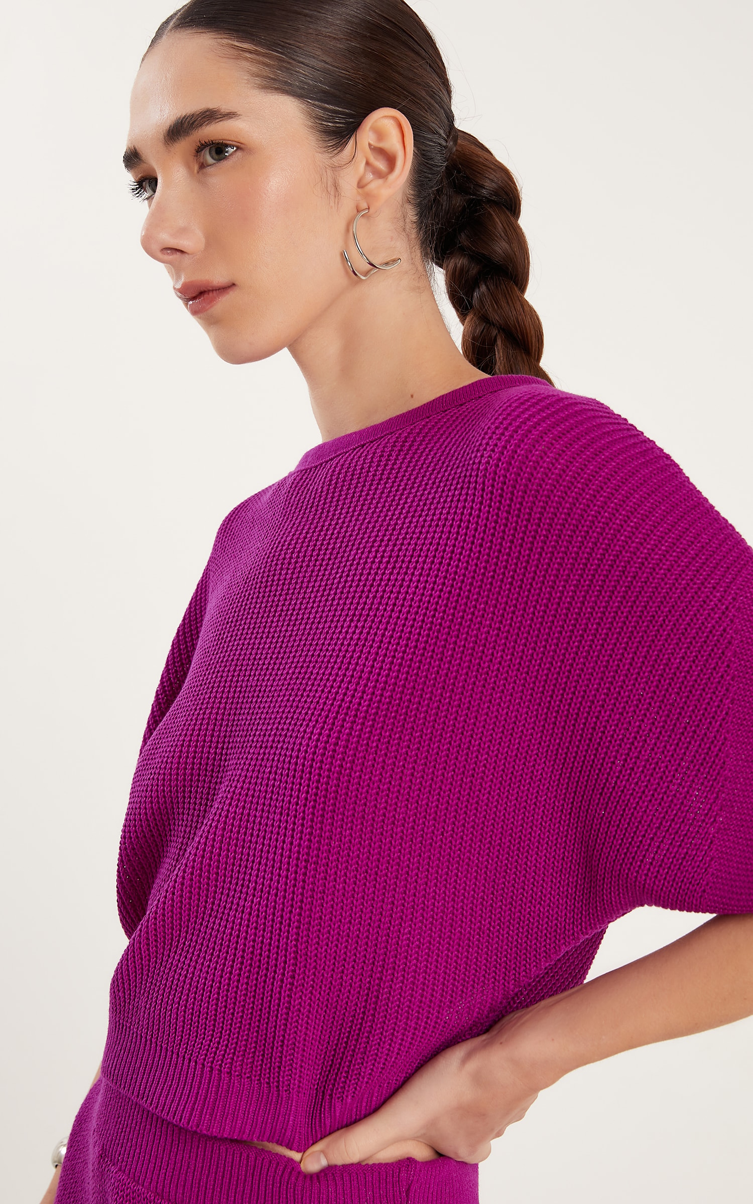 Blusa Tricot Peach Fúcsia